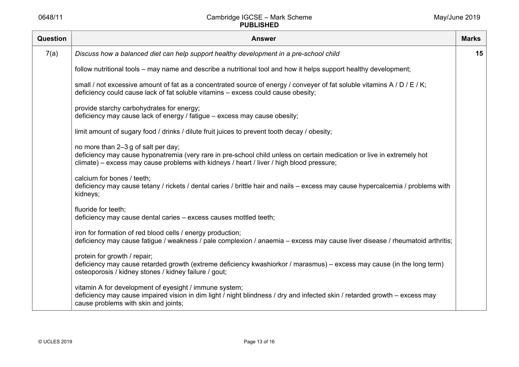 Mark scheme, page 13 of 16