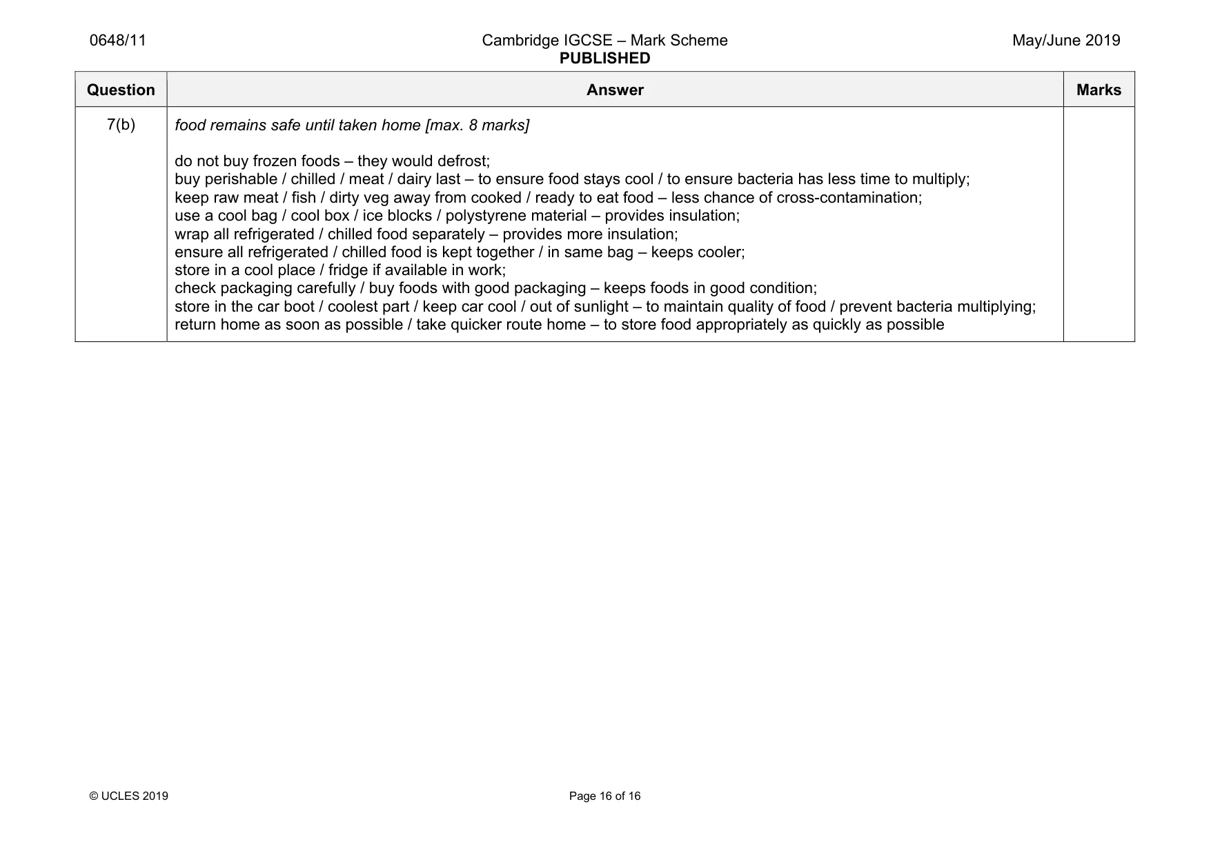 Mark scheme, page 16 of 16