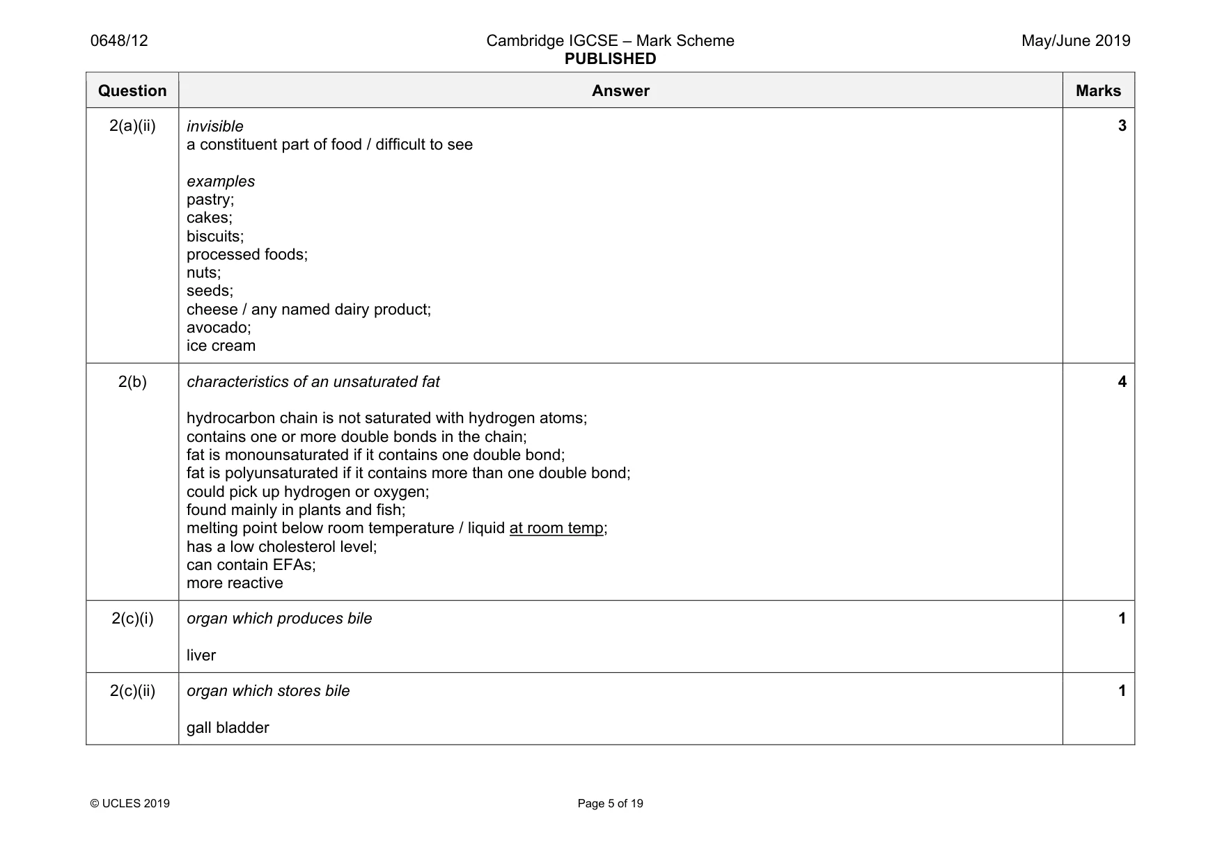 Mark scheme, page 5 of 19