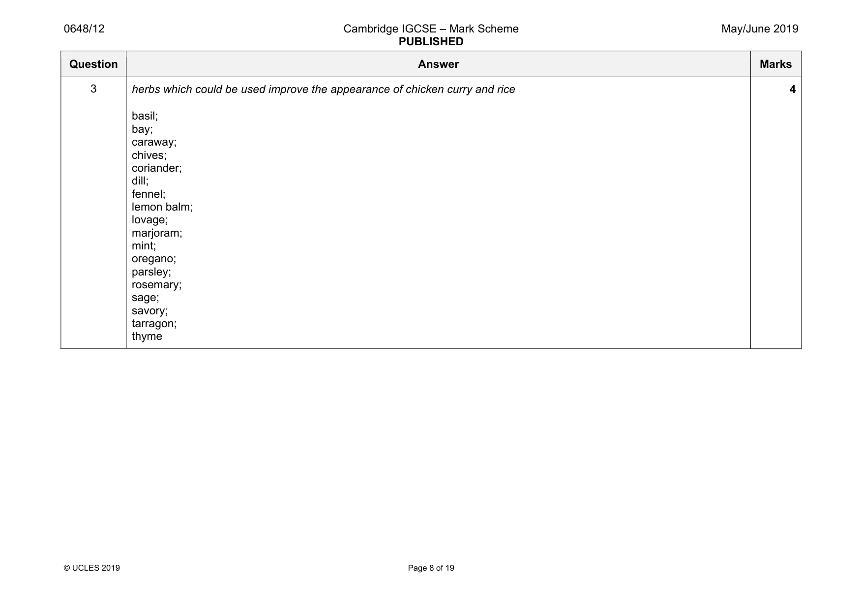 Mark scheme, page 8 of 19