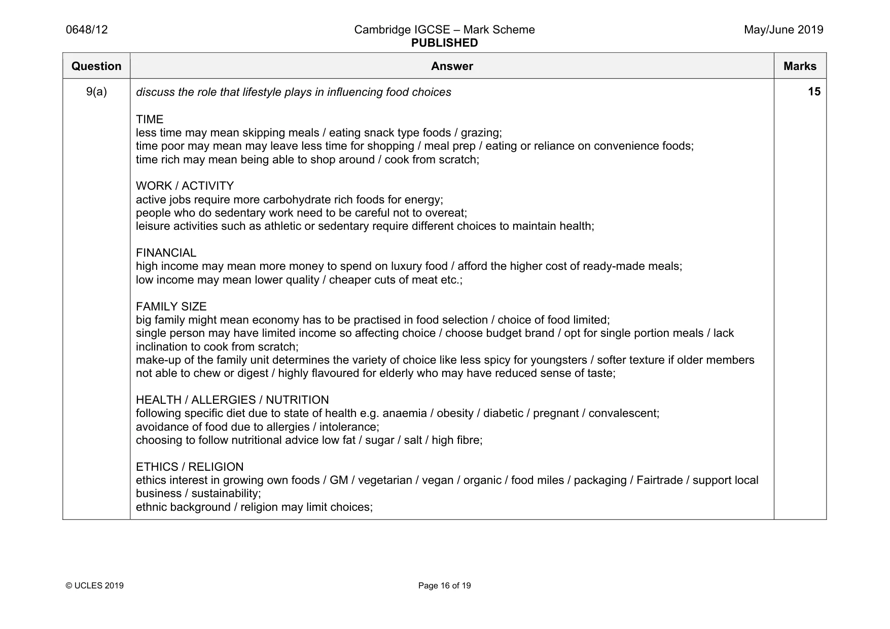 Mark scheme, page 16 of 19