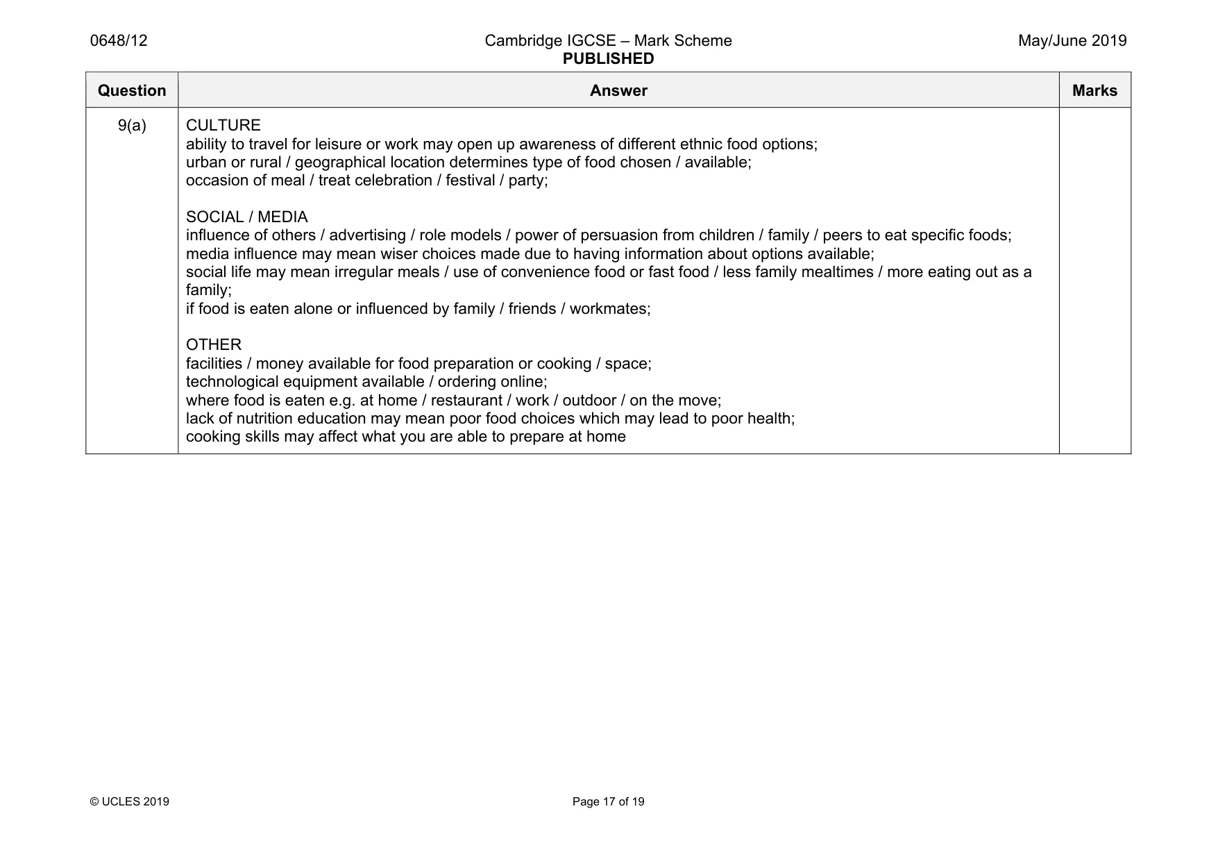 Mark scheme, page 17 of 19