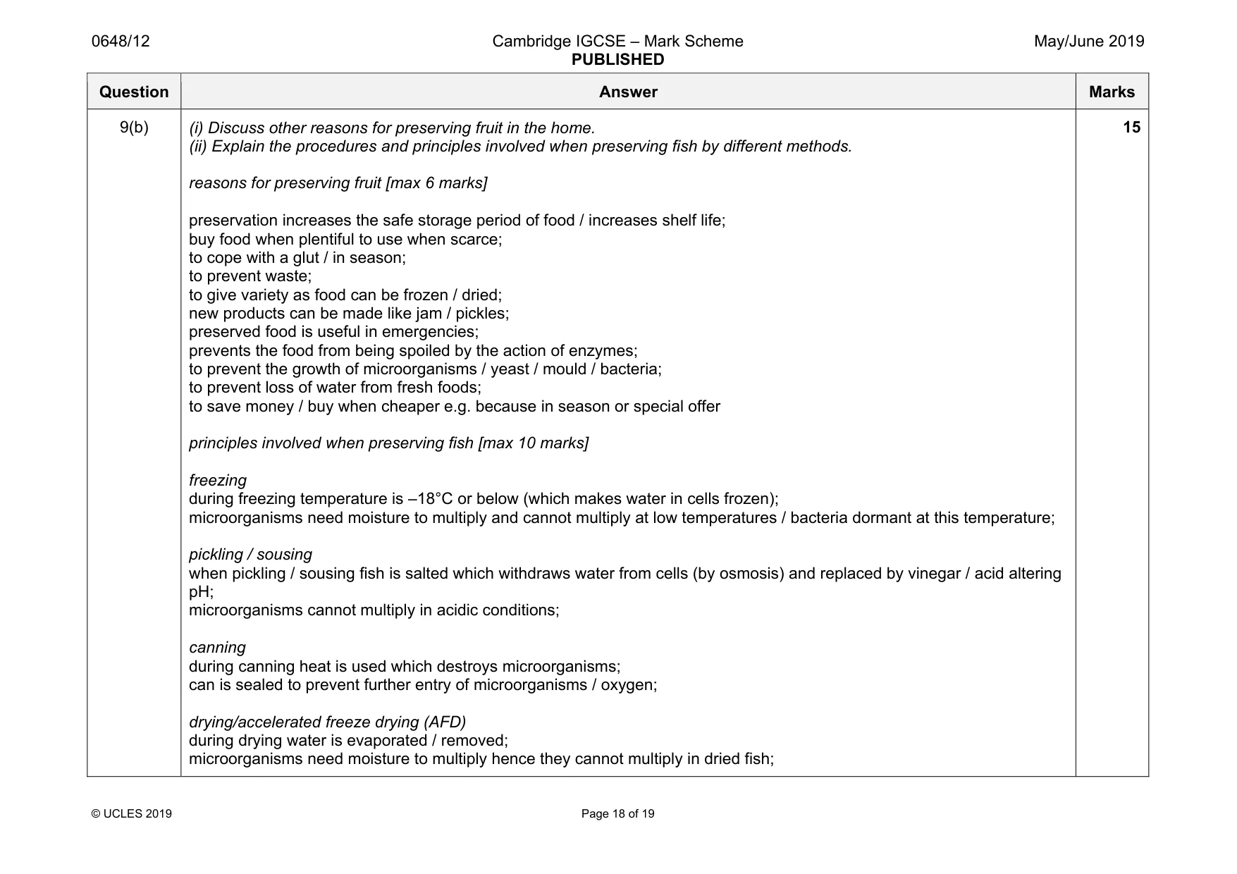 Mark scheme, page 18 of 19