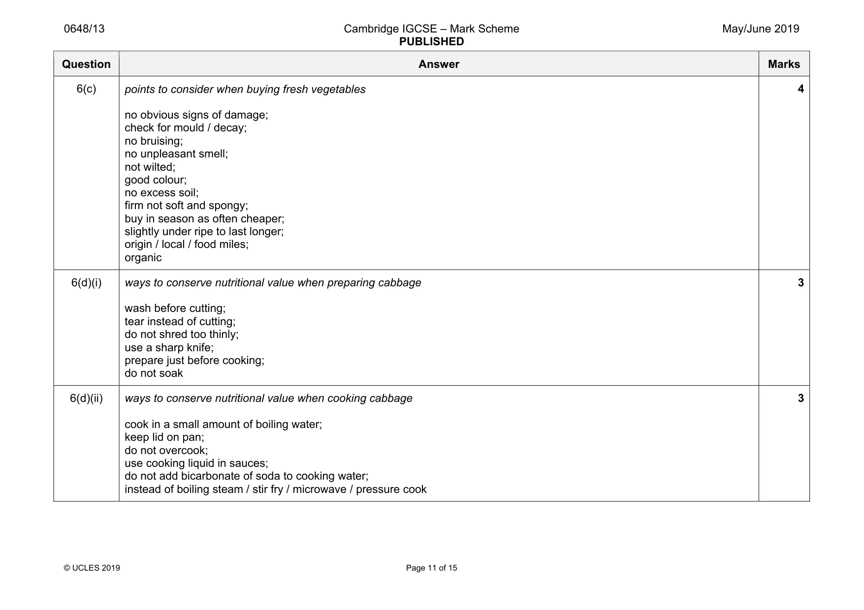 Mark scheme, page 11 of 15