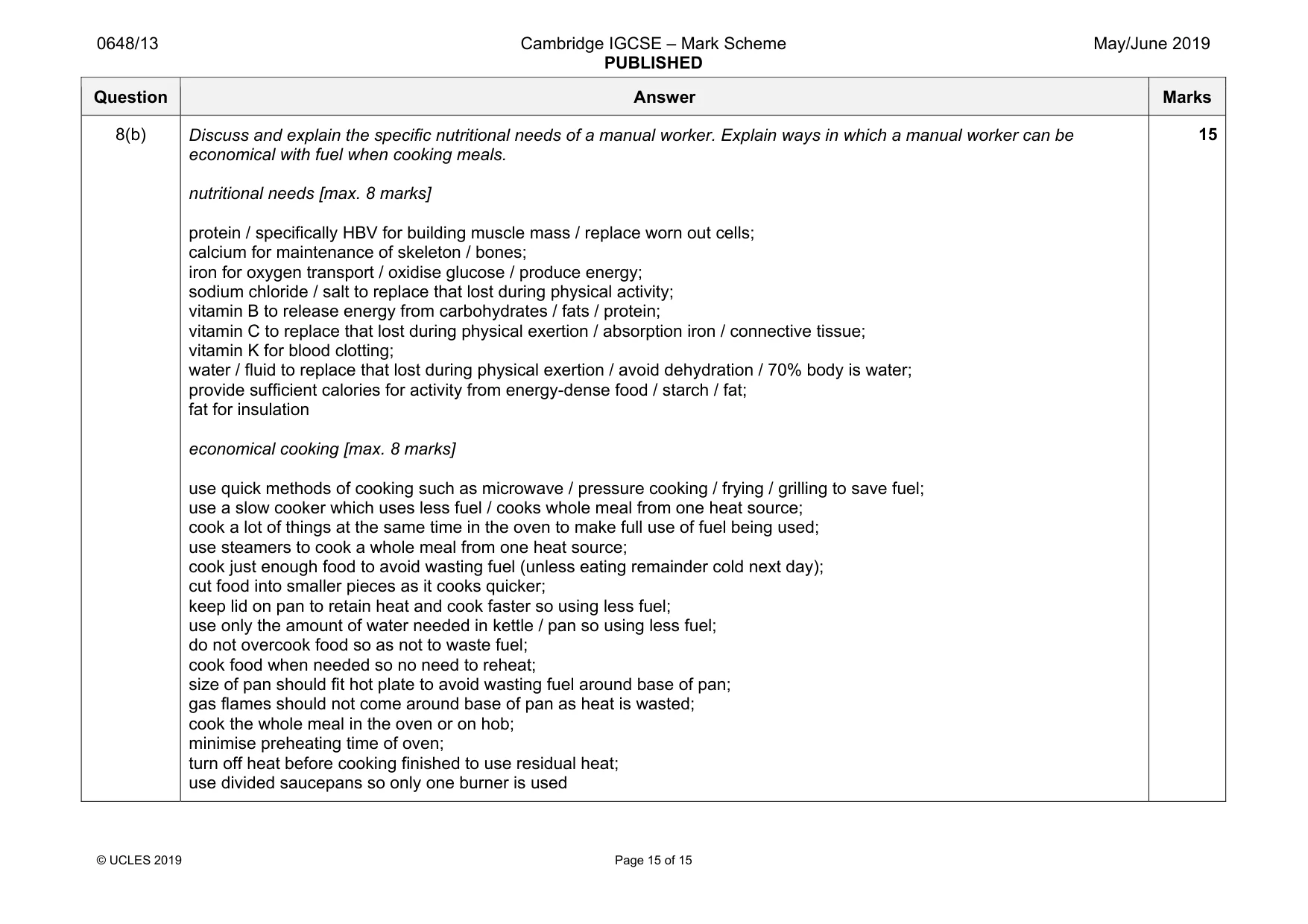 Mark scheme, page 15 of 15