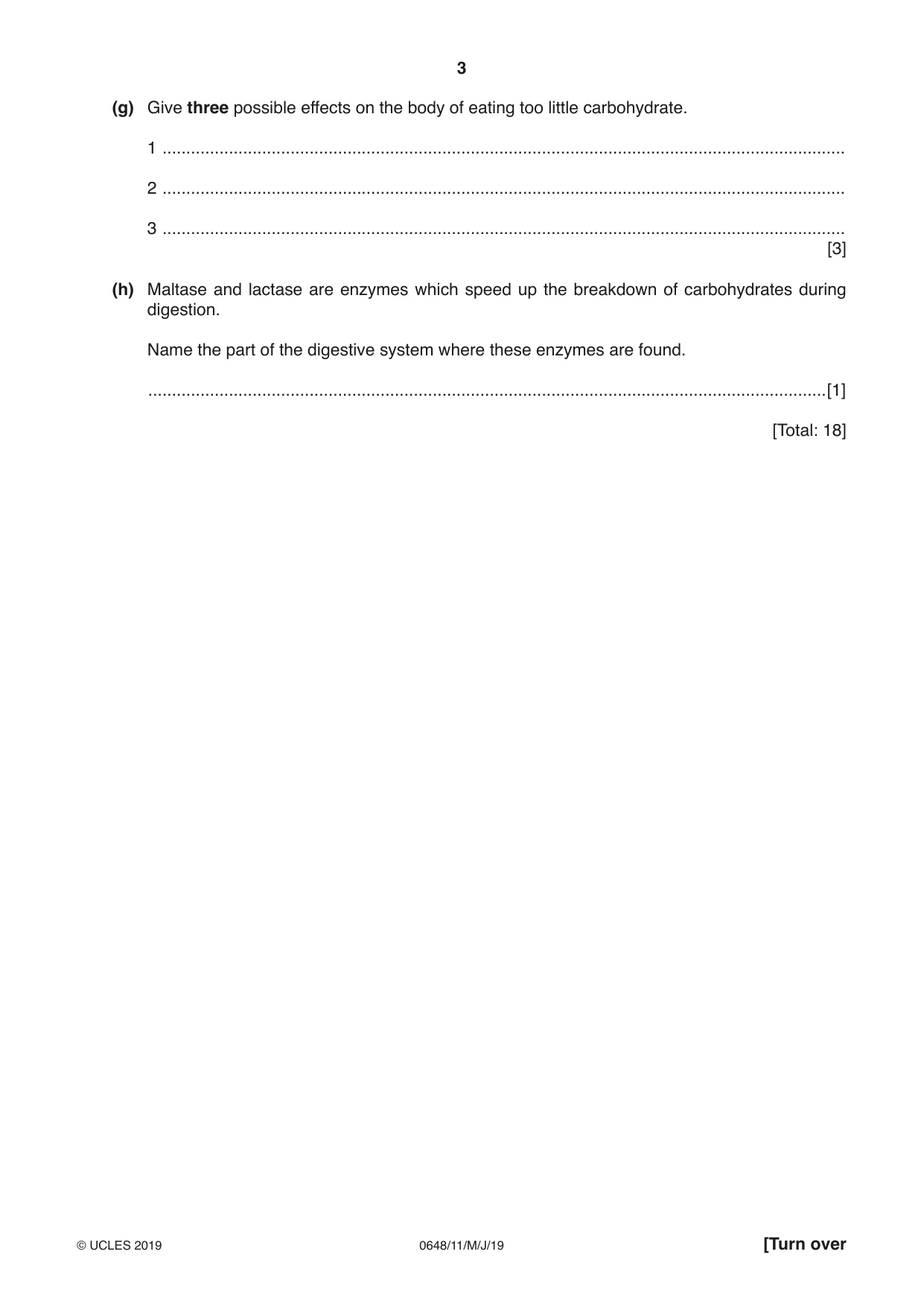 Cambridge IGCSE Food and Nutrition 0648 2019 May/June Paper 1 · Variant 1 question paper, page 3 of 12