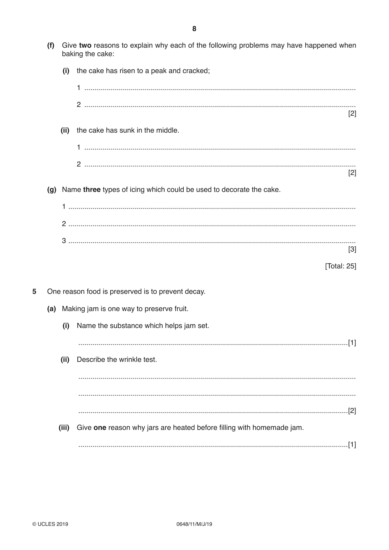 Cambridge IGCSE Food and Nutrition 0648 2019 May/June Paper 1 · Variant 1 question paper, page 8 of 12