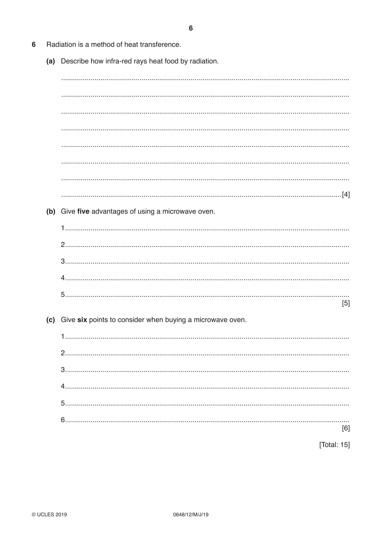 Cambridge IGCSE Food and Nutrition 0648 2019 May/June Paper 1 · Variant 2 question paper, page 6 of 12