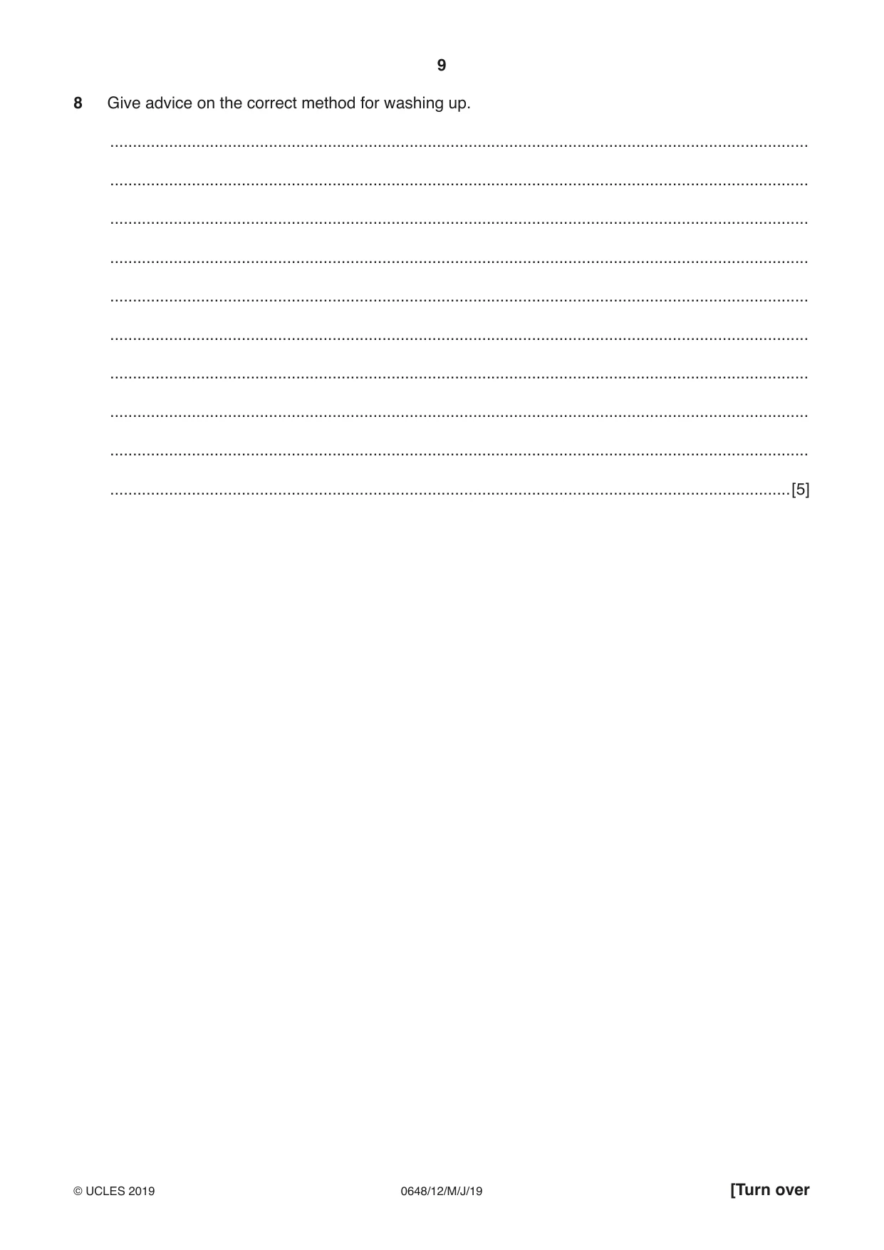Cambridge IGCSE Food and Nutrition 0648 2019 May/June Paper 1 · Variant 2 question paper, page 9 of 12