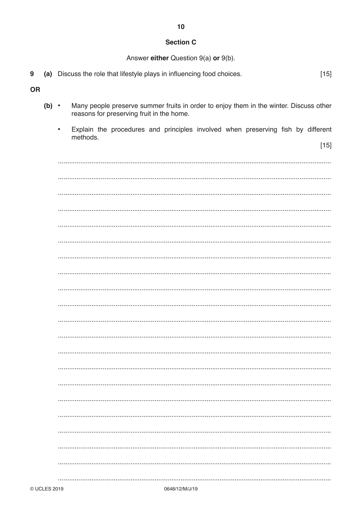 Cambridge IGCSE Food and Nutrition 0648 2019 May/June Paper 1 · Variant 2 question paper, page 10 of 12