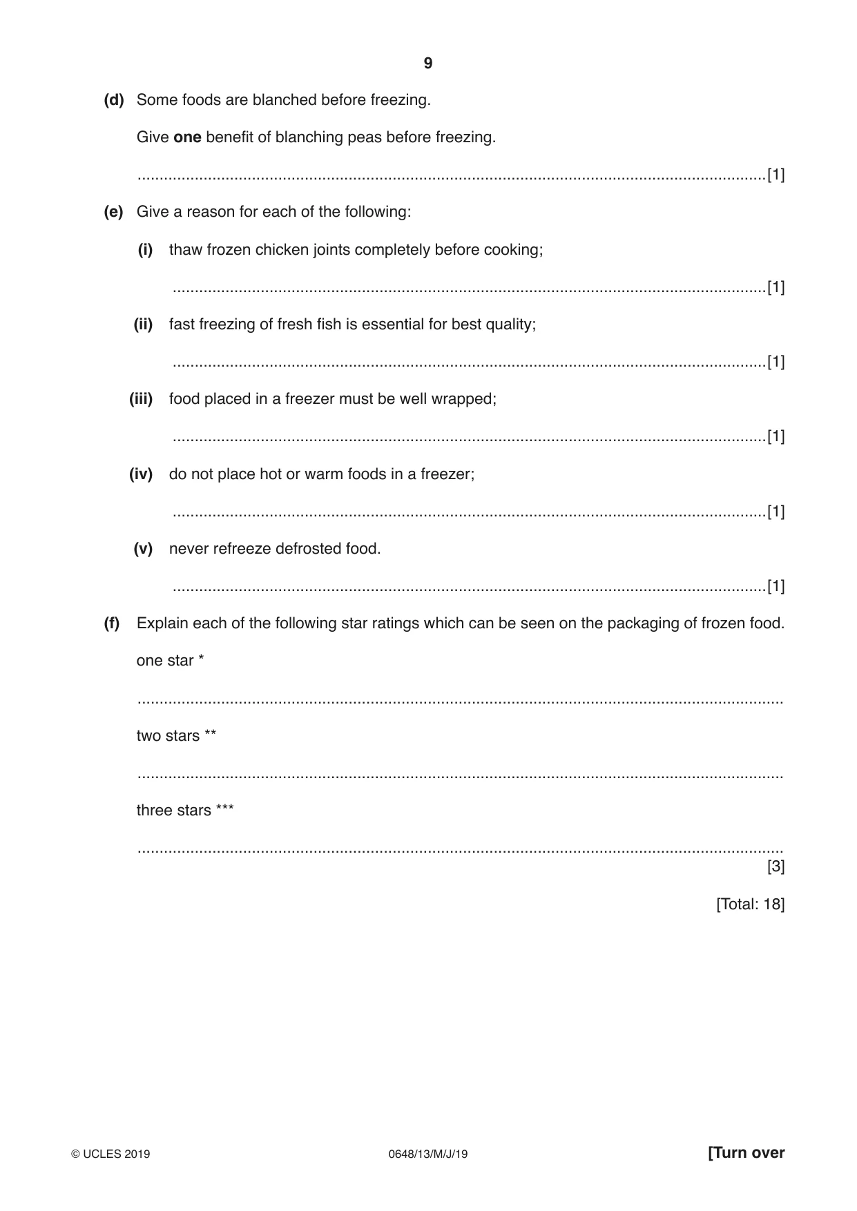 Cambridge IGCSE Food and Nutrition 0648 2019 May/June Paper 1 · Variant 3 question paper, page 9 of 12