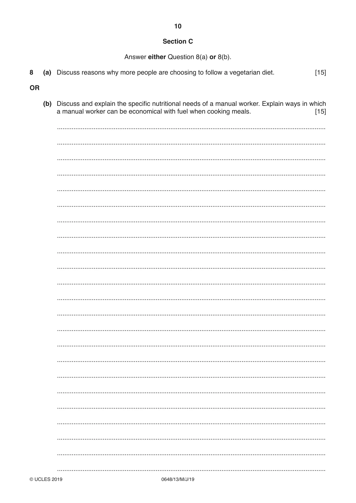 Cambridge IGCSE Food and Nutrition 0648 2019 May/June Paper 1 · Variant 3 question paper, page 10 of 12