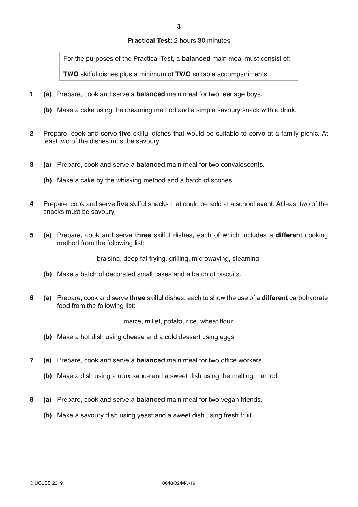 Cambridge IGCSE Food and Nutrition 0648 2019 May/June Paper 2 · Variant 1 question paper, page 3 of 4