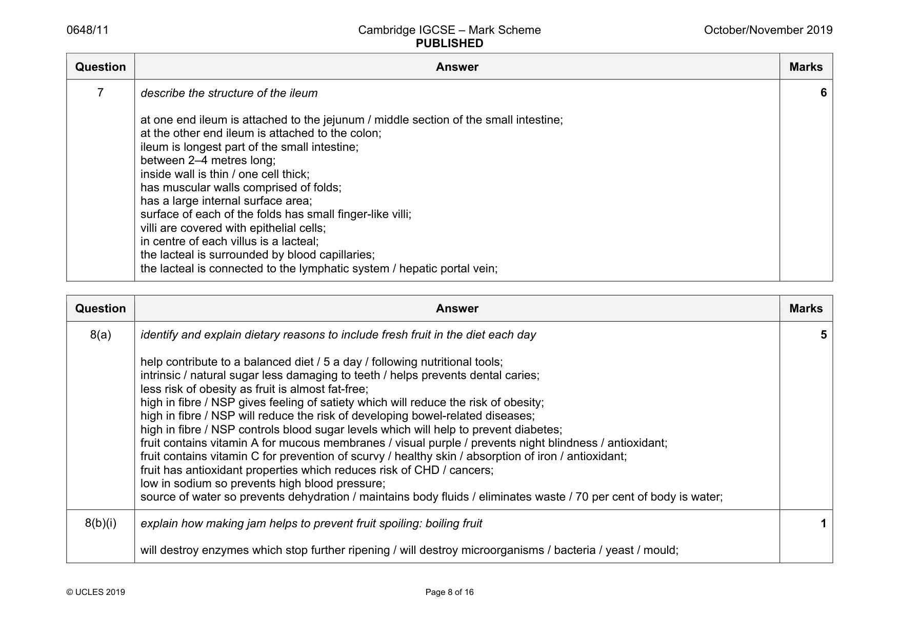 Mark scheme, page 8 of 16