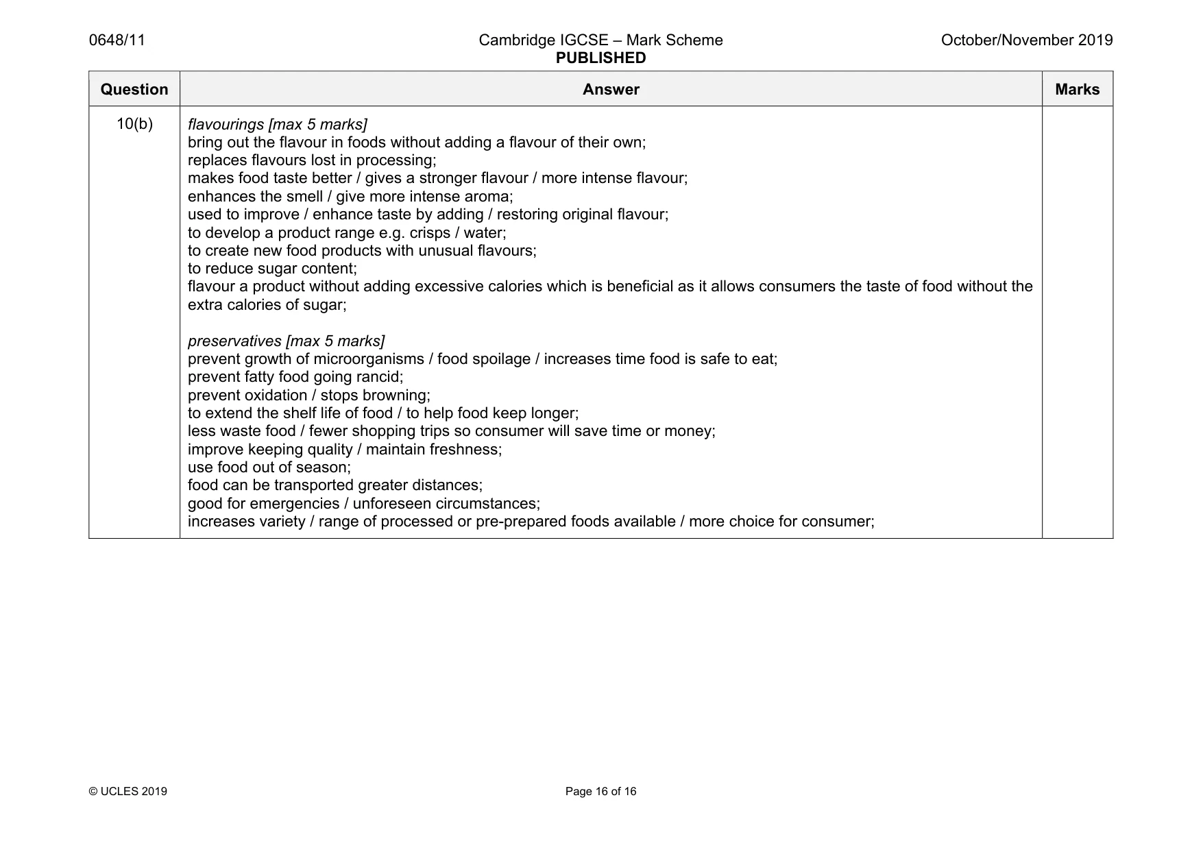 Mark scheme, page 16 of 16