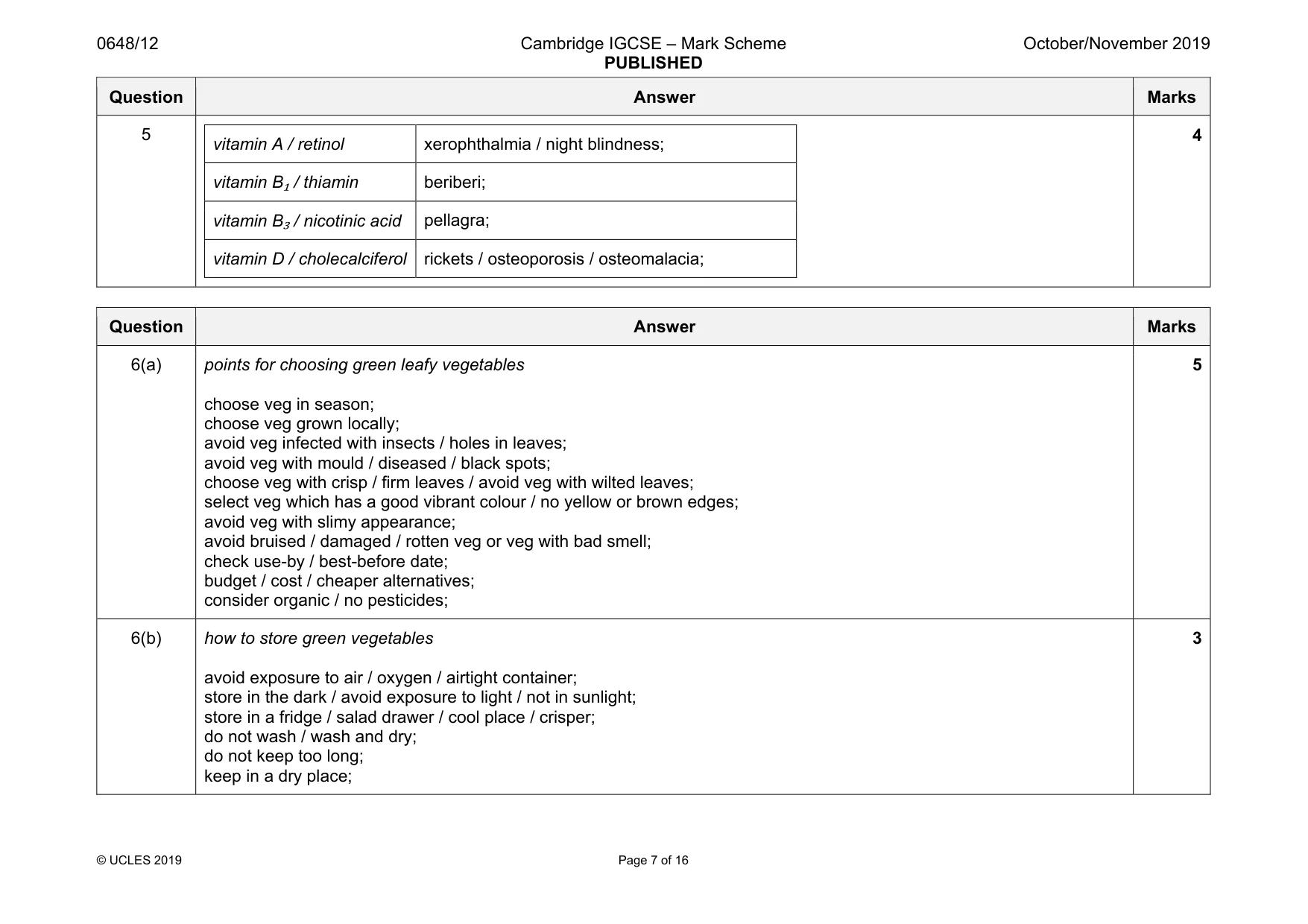 Mark scheme, page 7 of 16