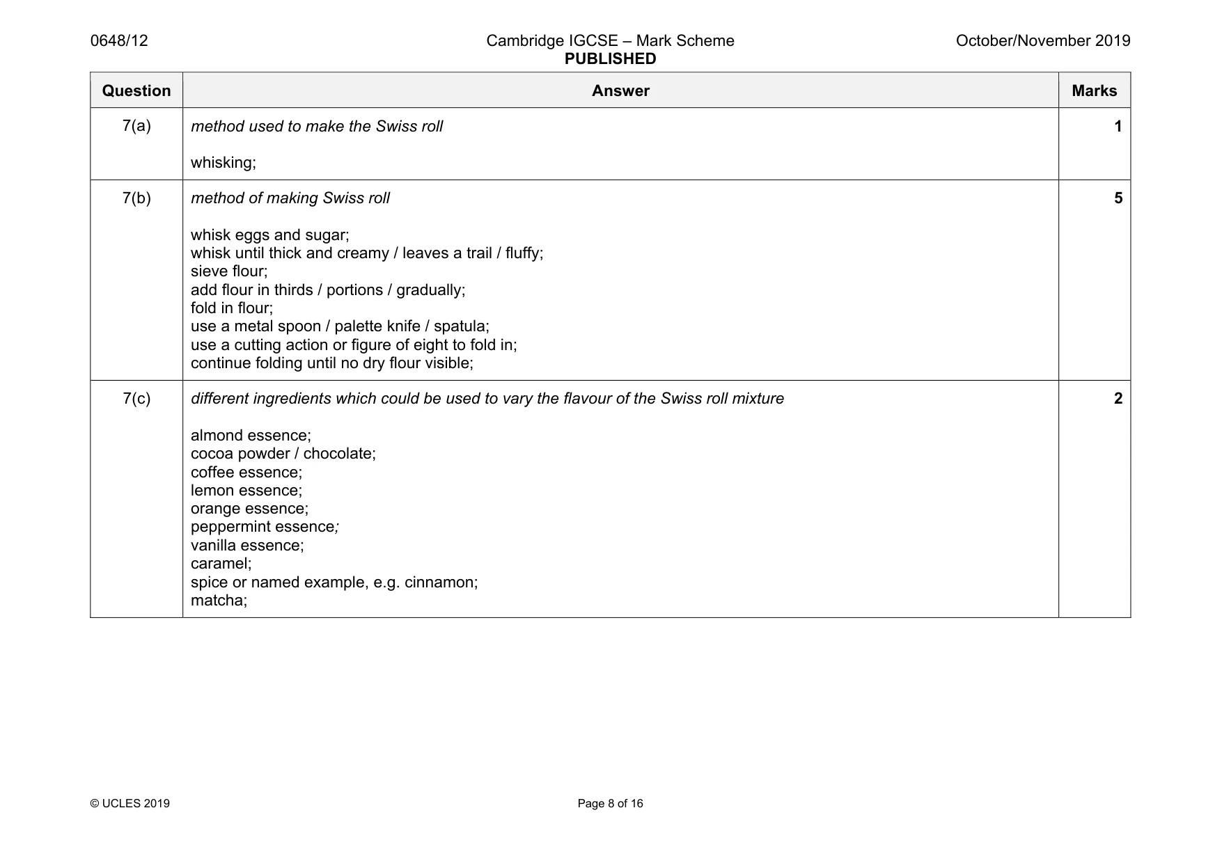Mark scheme, page 8 of 16