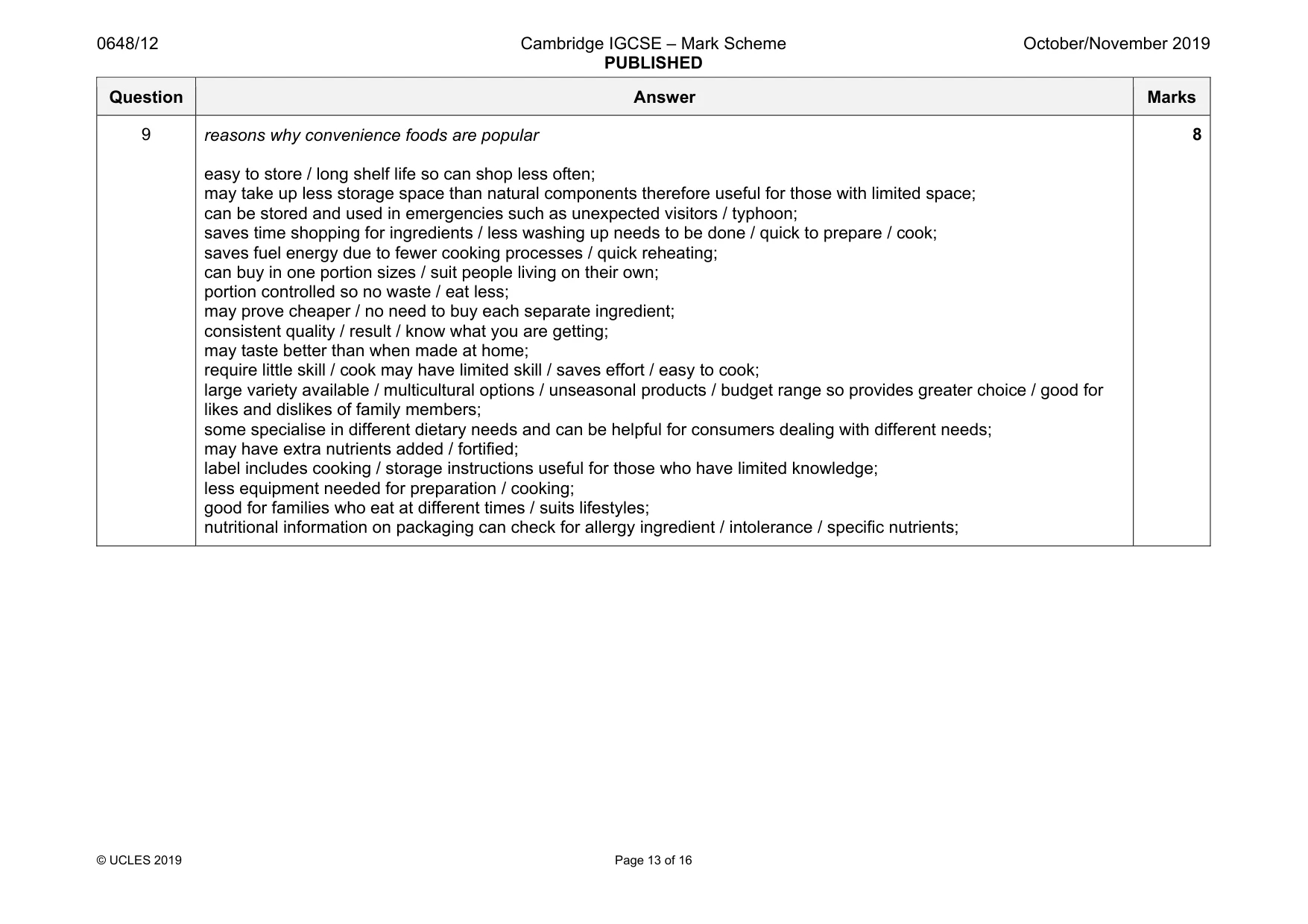 Mark scheme, page 13 of 16