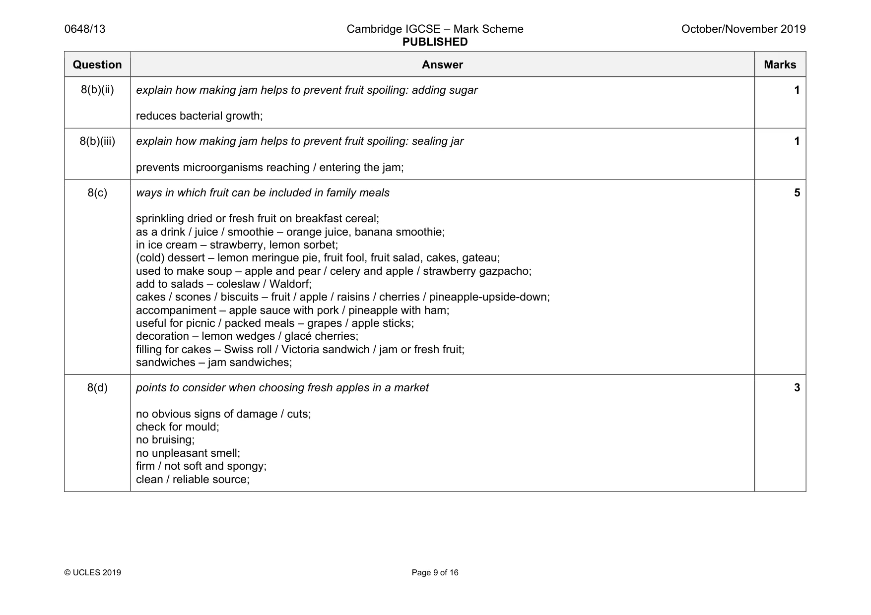 Mark scheme, page 9 of 16