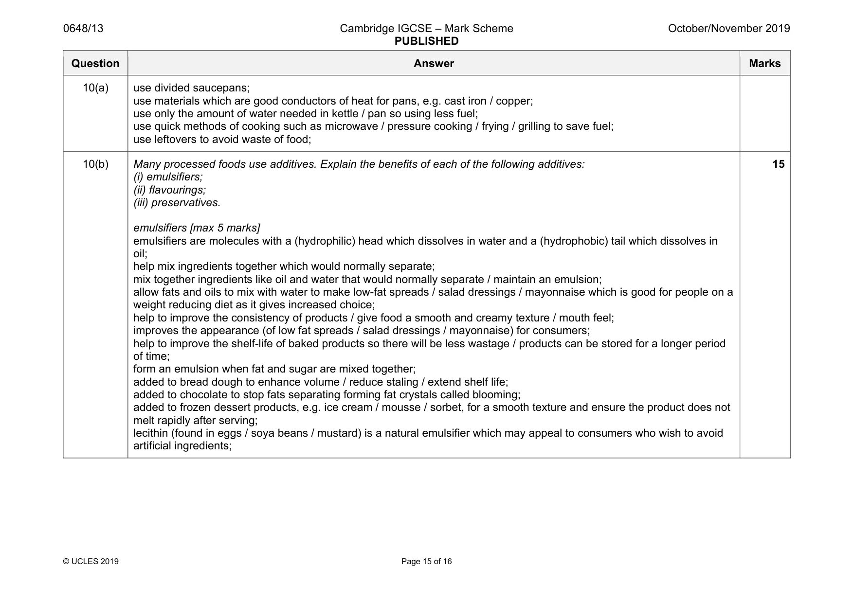 Mark scheme, page 15 of 16