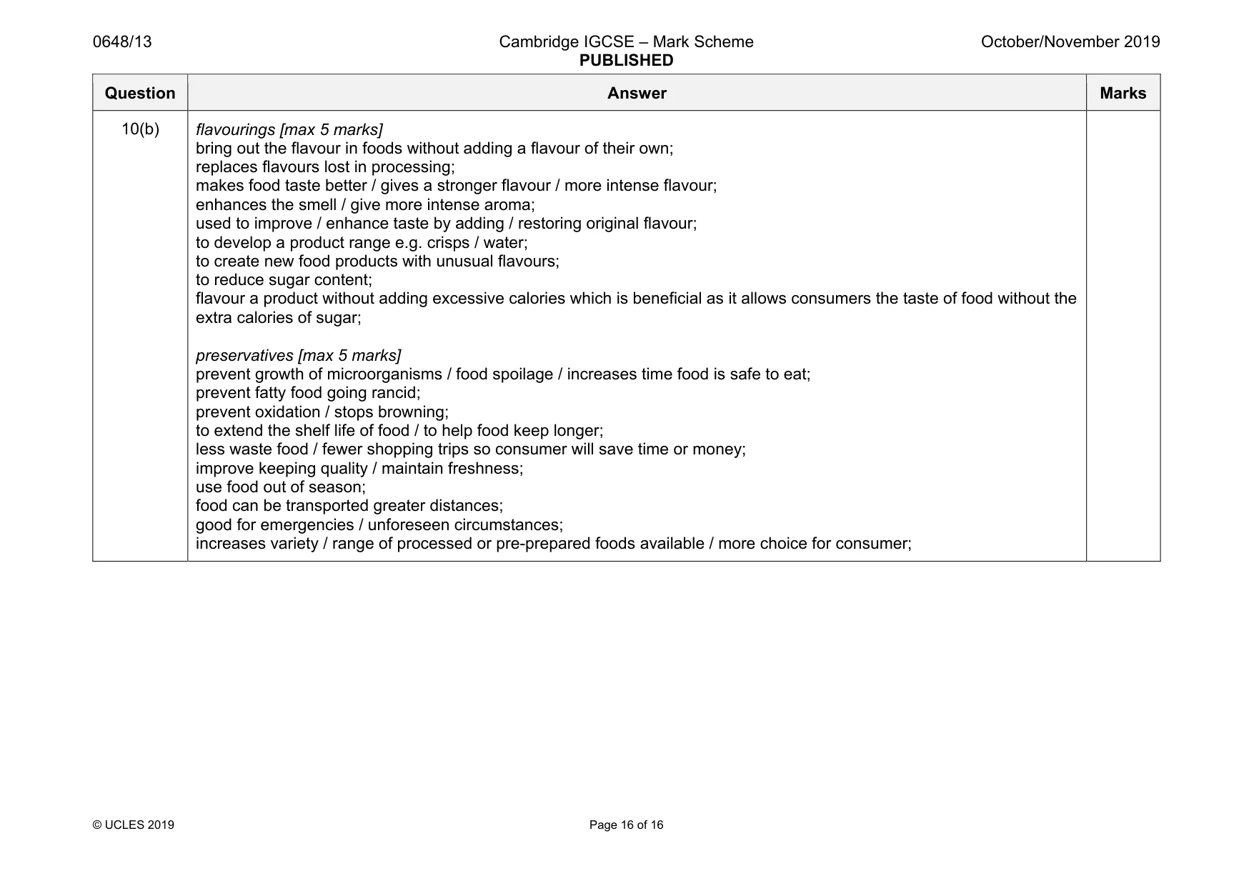 Mark scheme, page 16 of 16