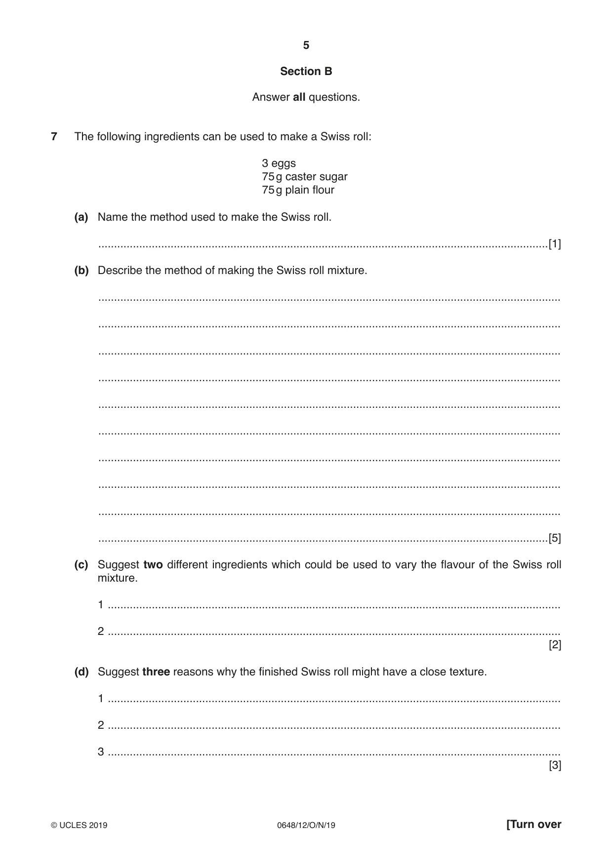 Cambridge IGCSE Food and Nutrition 0648 2019 Oct/Nov Paper 1 · Variant 2 question paper, page 5 of 12