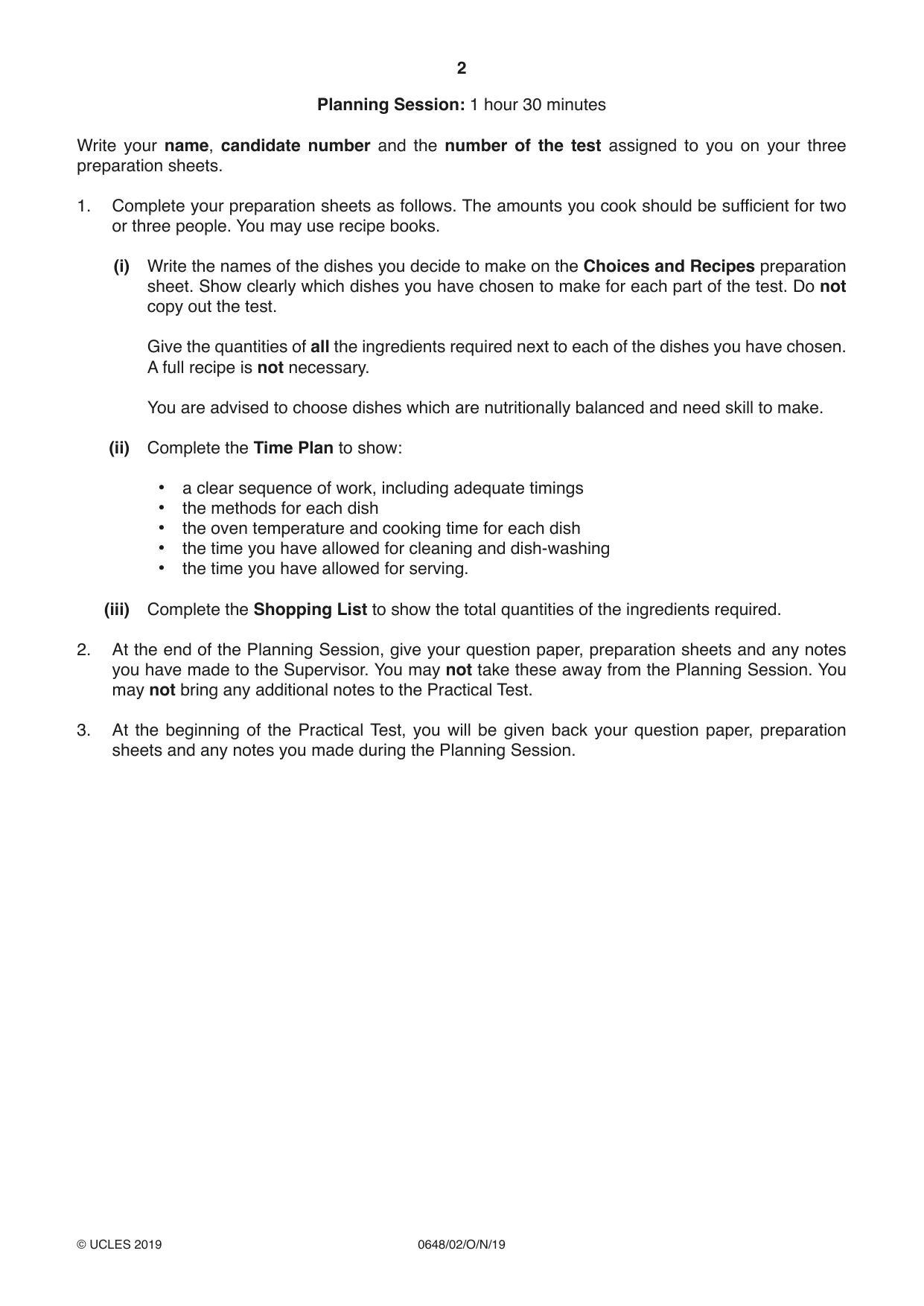 Cambridge IGCSE Food and Nutrition 0648 2019 Oct/Nov Paper 2 · Variant 1 question paper, page 2 of 4