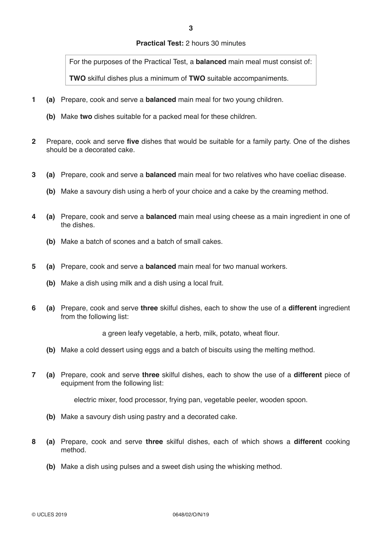 Cambridge IGCSE Food and Nutrition 0648 2019 Oct/Nov Paper 2 · Variant 1 question paper, page 3 of 4
