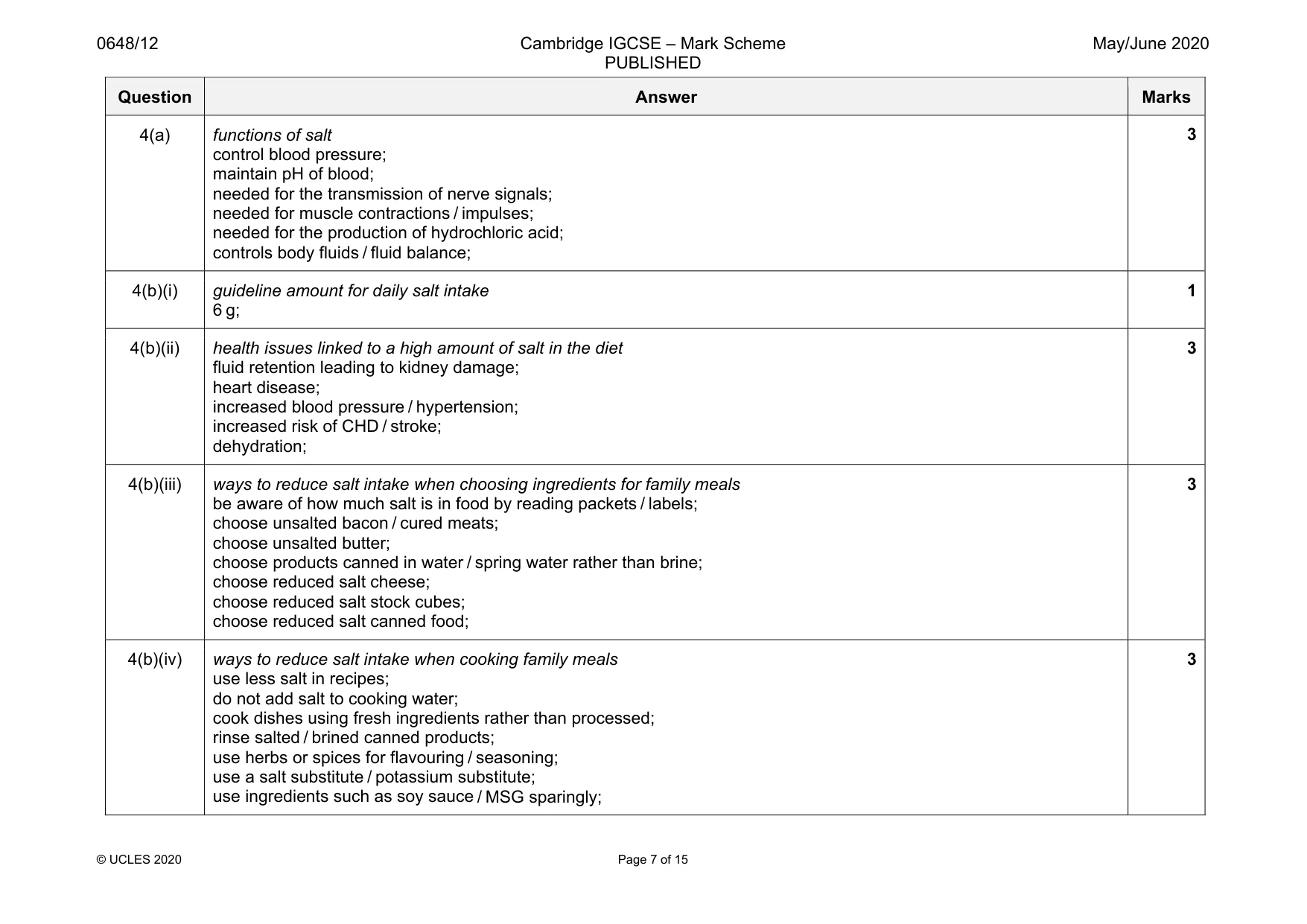 Mark scheme, page 7 of 15
