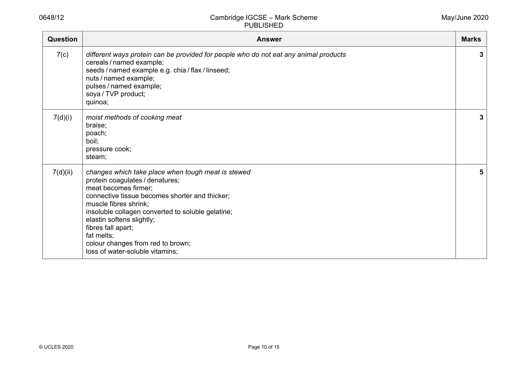 Mark scheme, page 10 of 15