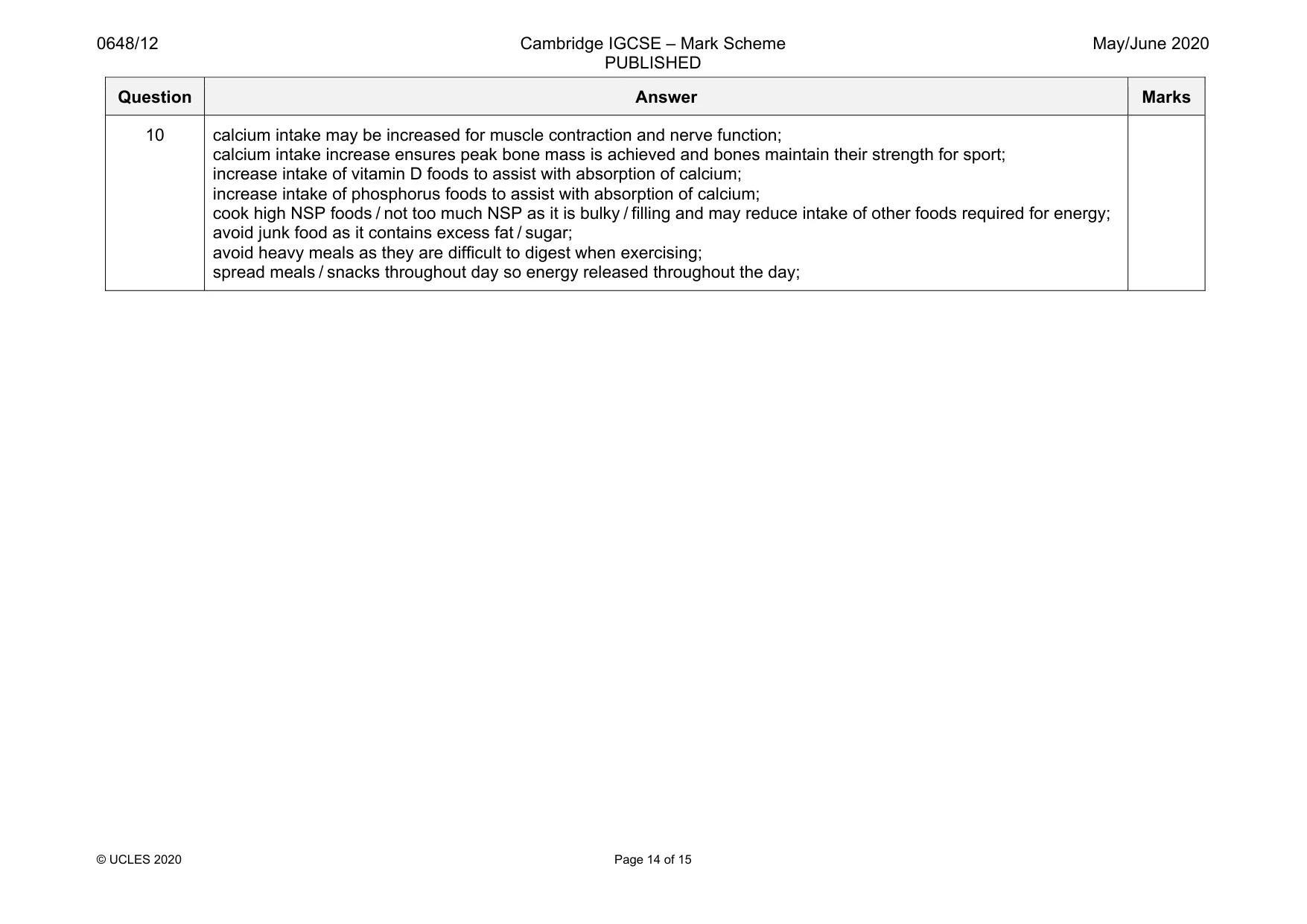 Mark scheme, page 14 of 15