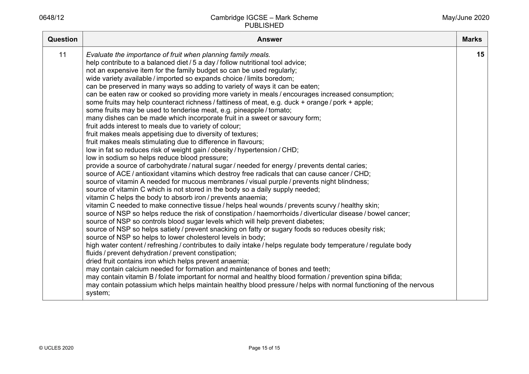 Mark scheme, page 15 of 15