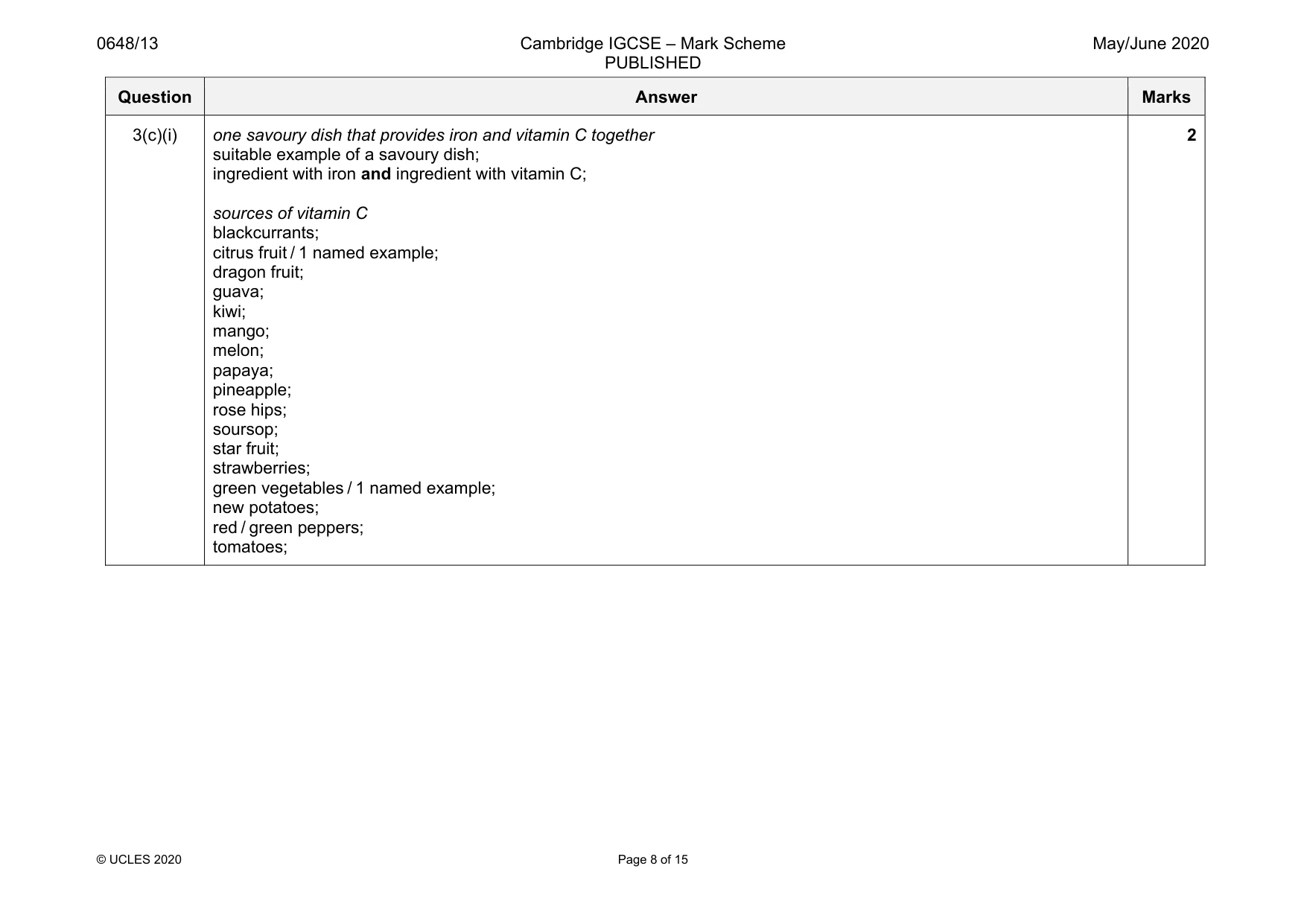 Mark scheme, page 8 of 15