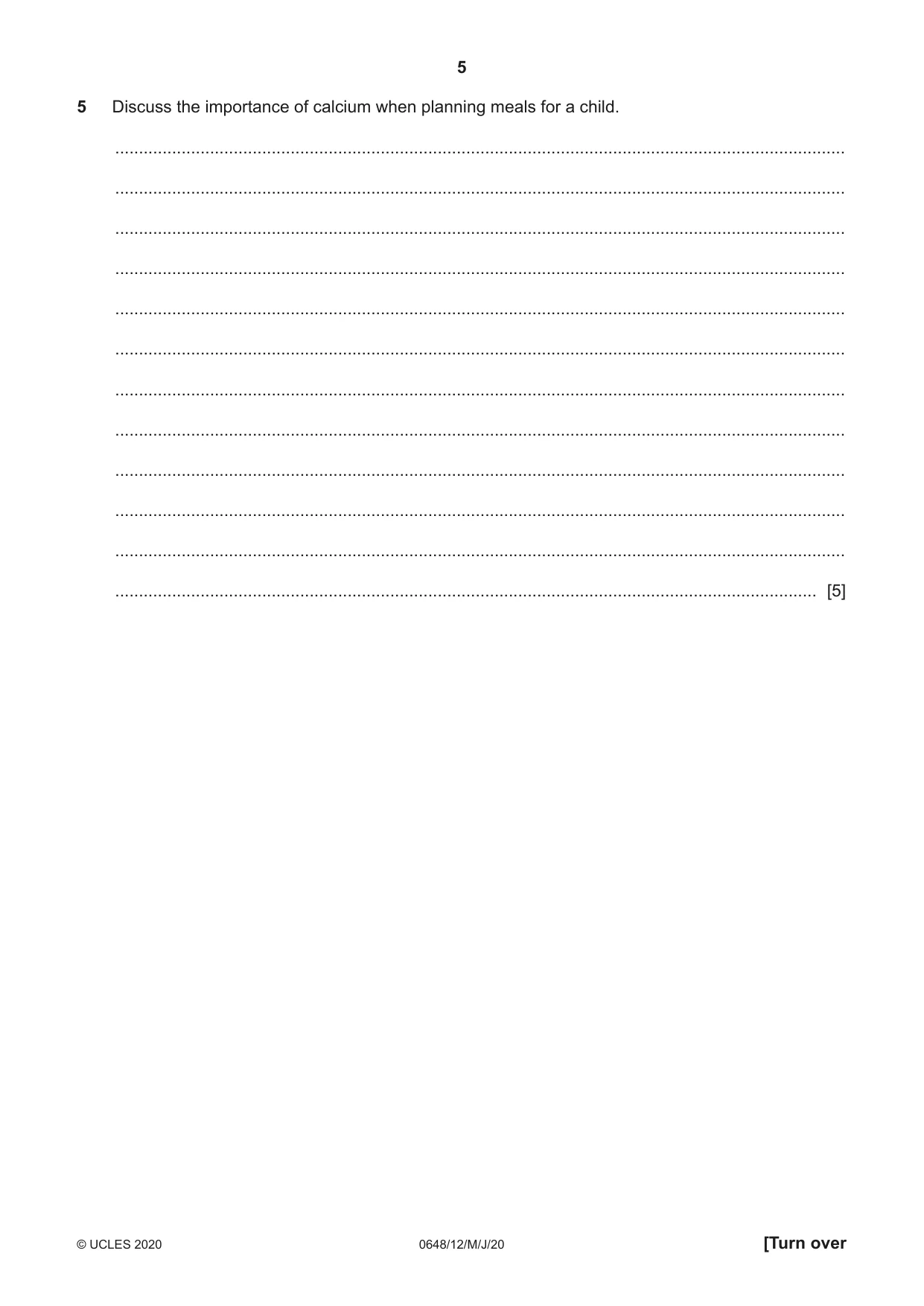 Cambridge IGCSE Food and Nutrition 0648 2020 May/June Paper 1 · Variant 2 question paper, page 5 of 12