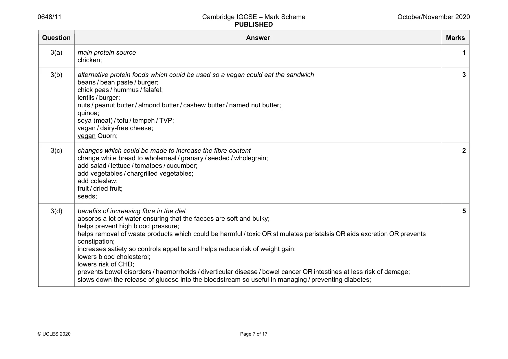 Mark scheme, page 7 of 17