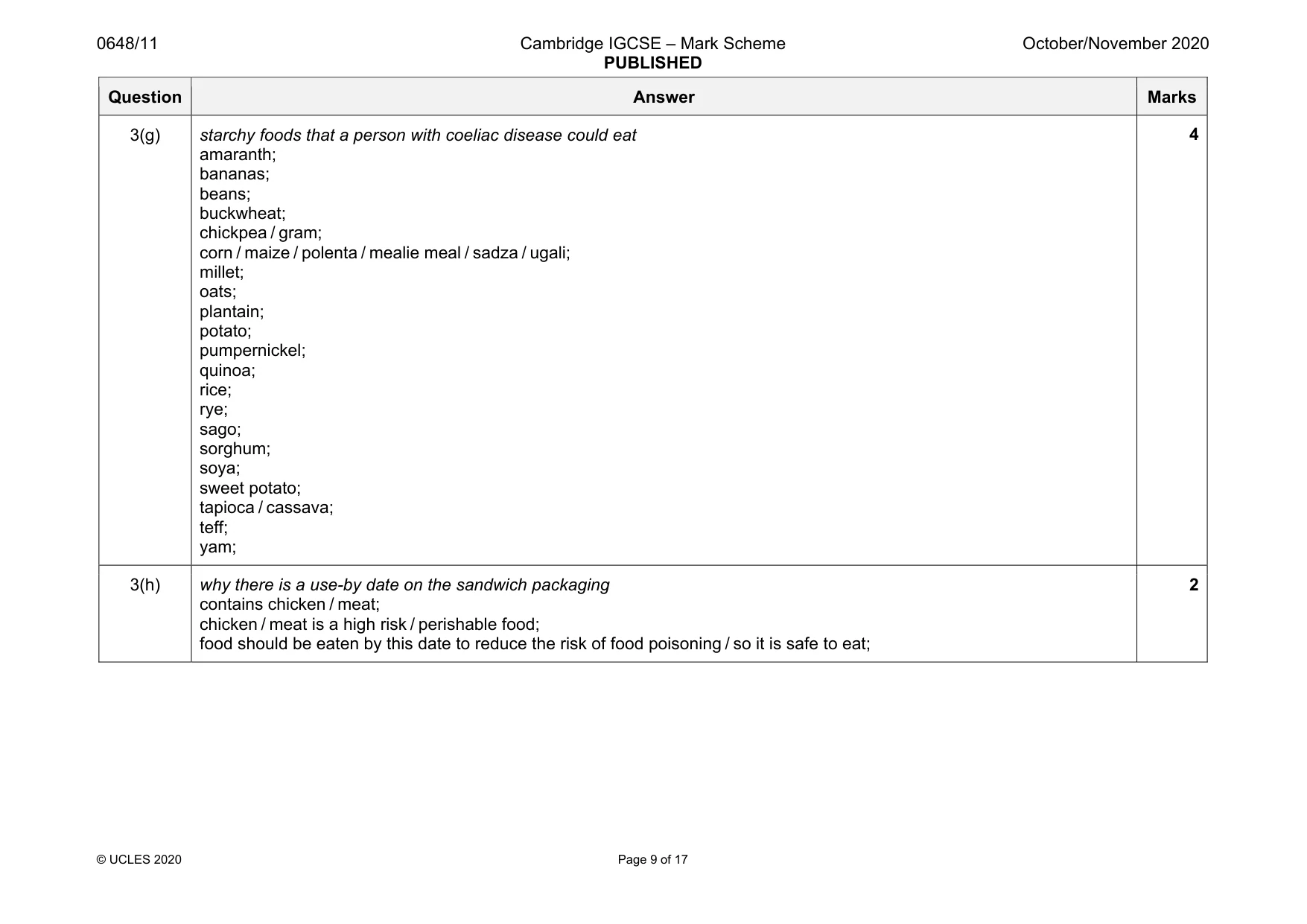 Mark scheme, page 9 of 17