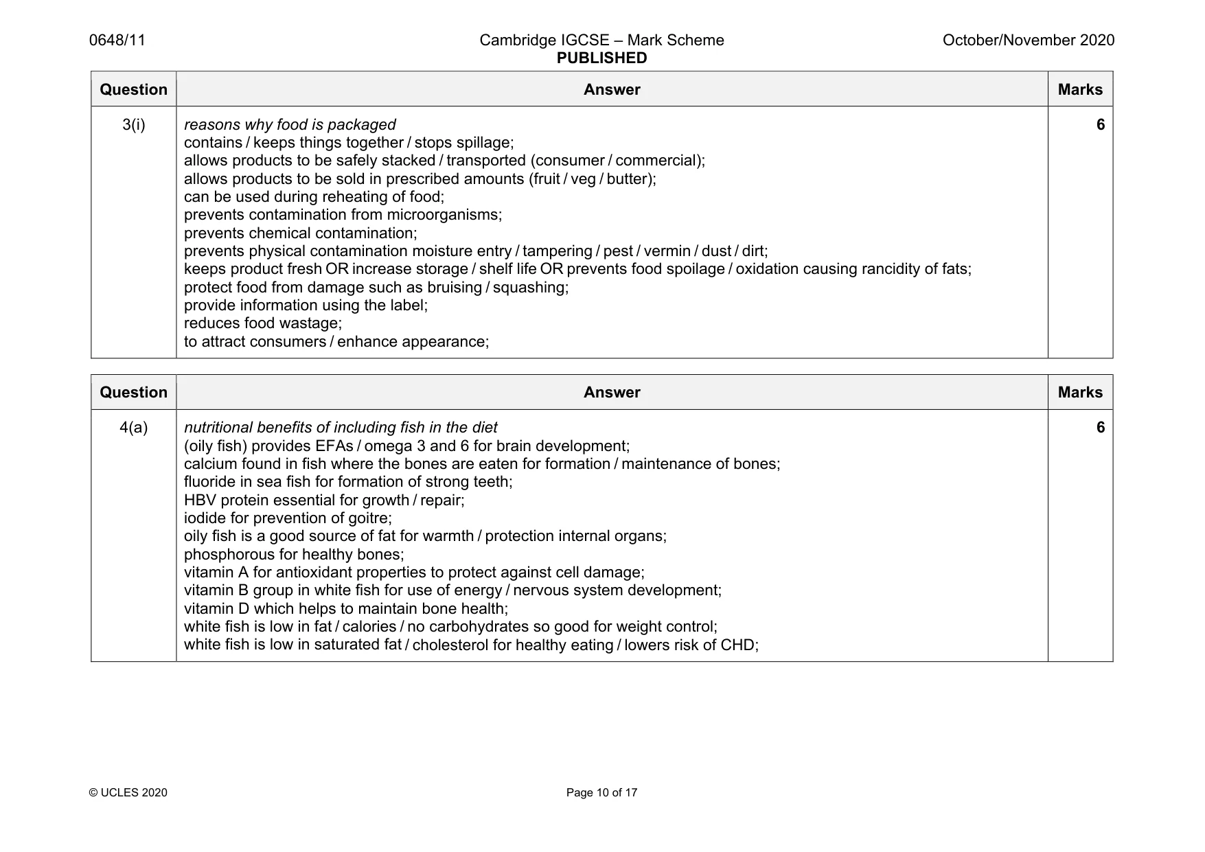 Mark scheme, page 10 of 17