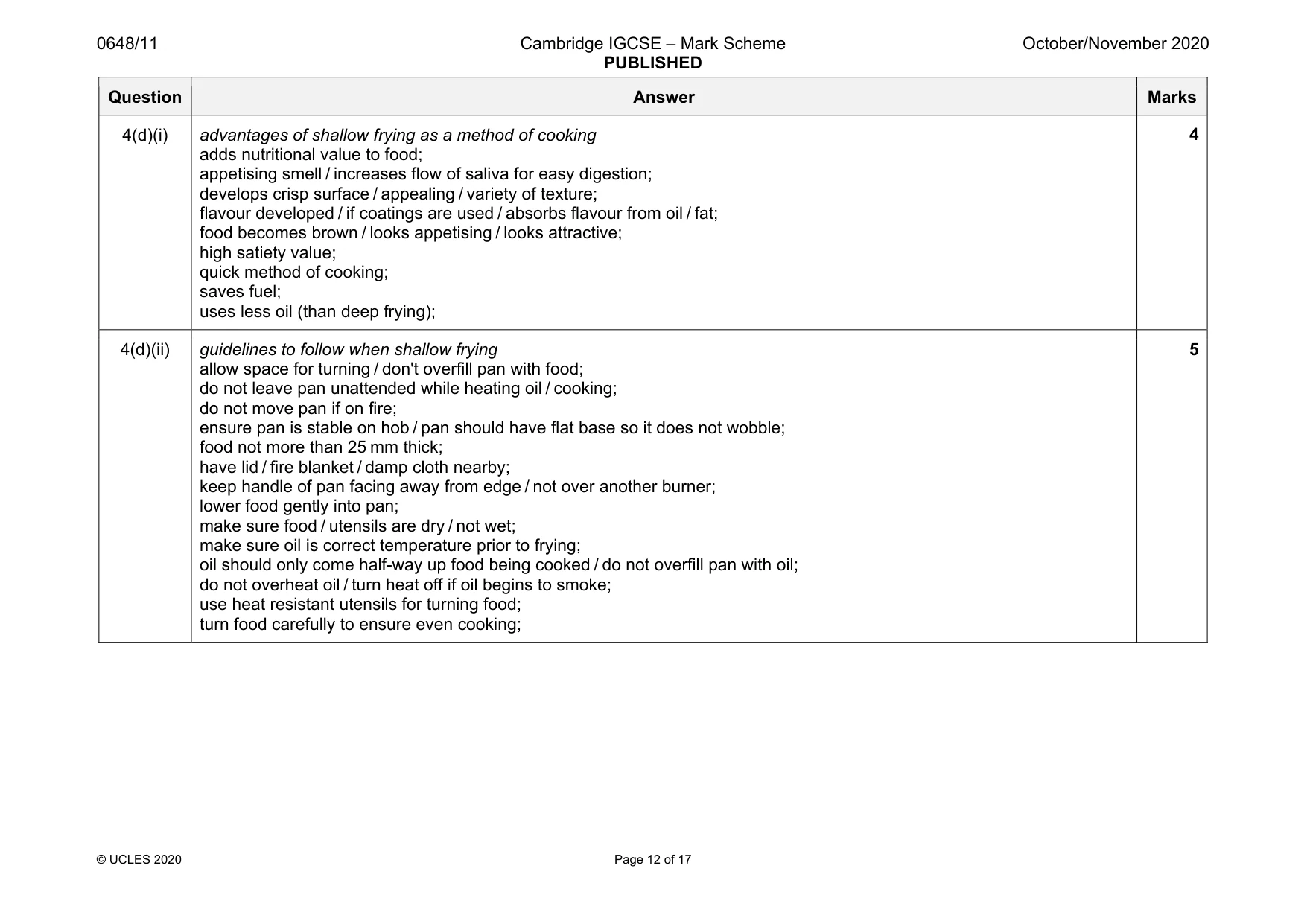 Mark scheme, page 12 of 17