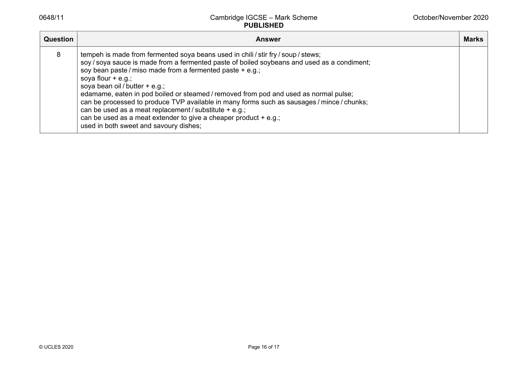 Mark scheme, page 16 of 17