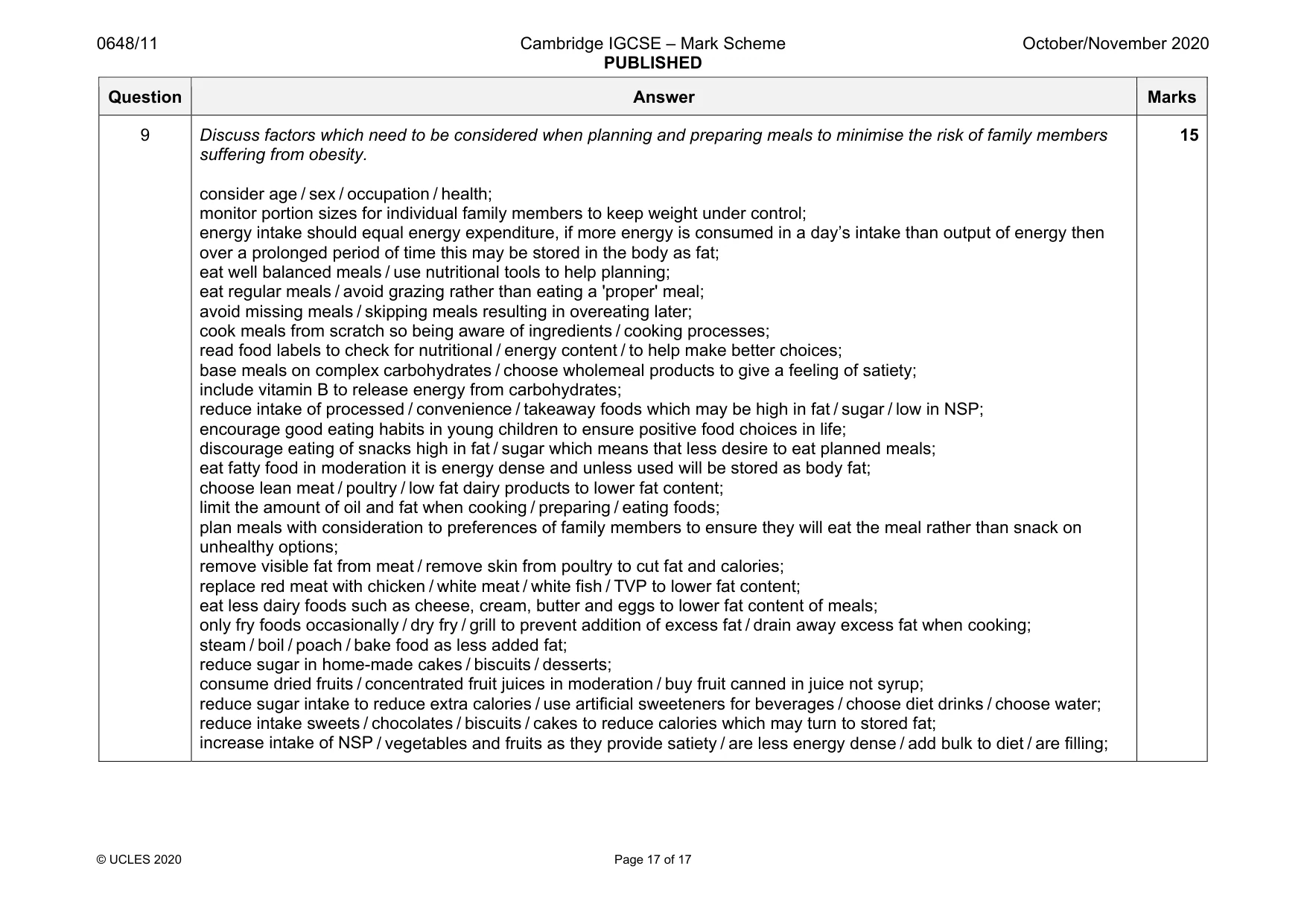 Mark scheme, page 17 of 17