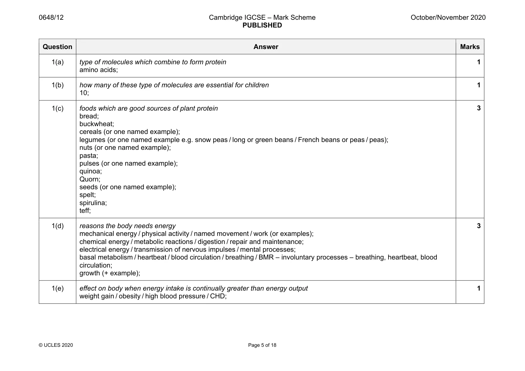 Mark scheme, page 5 of 18