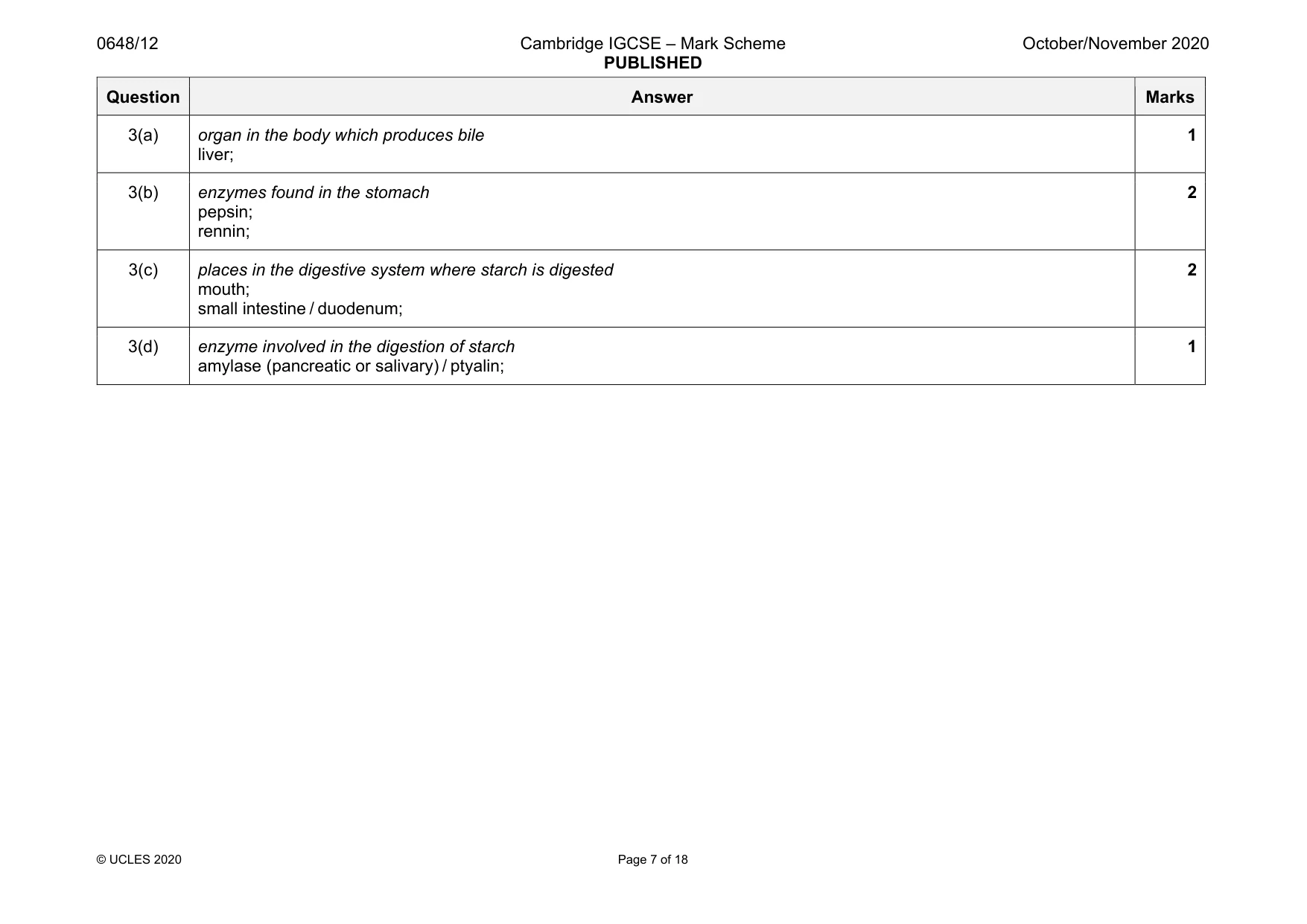 Mark scheme, page 7 of 18