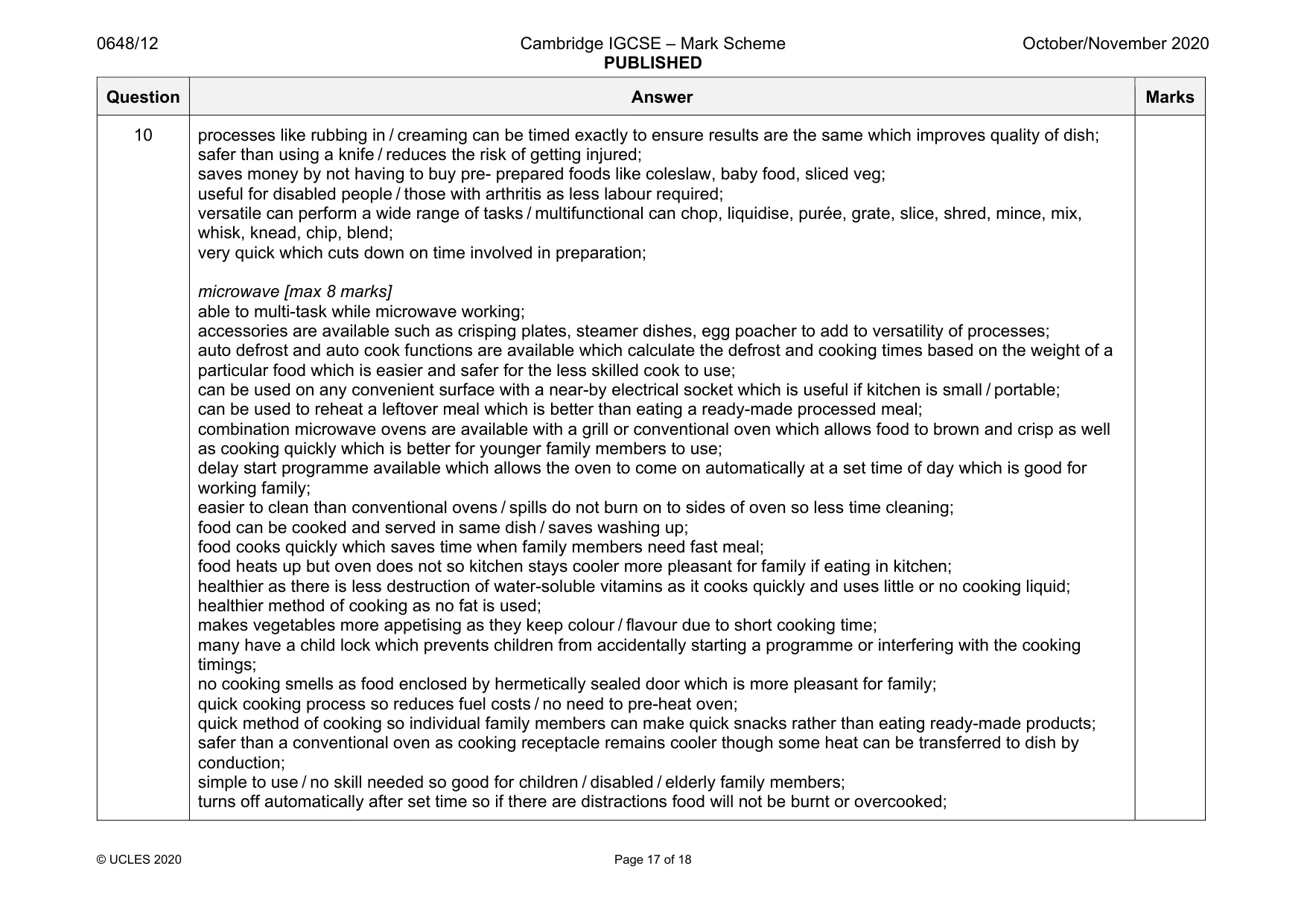 Mark scheme, page 17 of 18