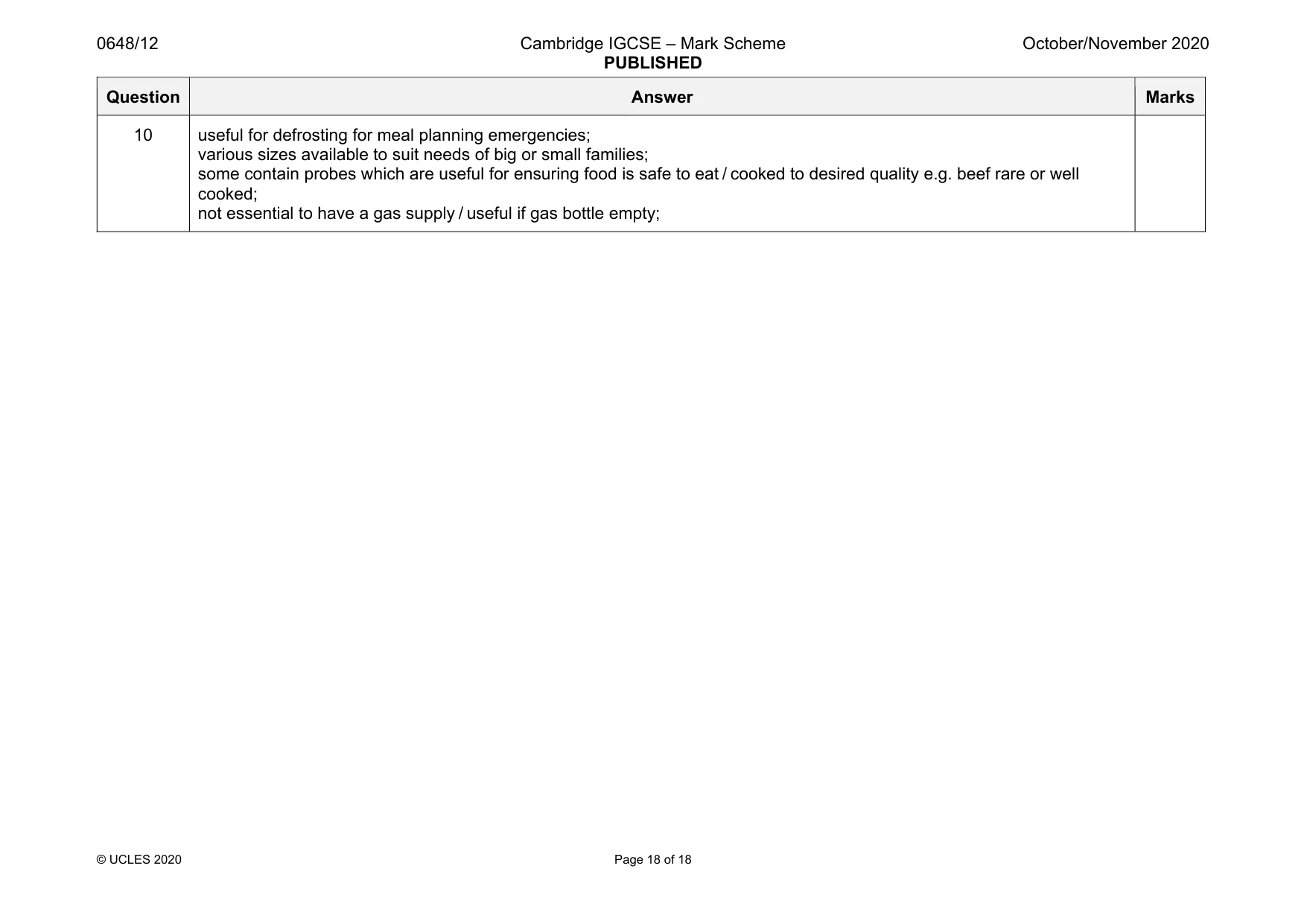 Mark scheme, page 18 of 18