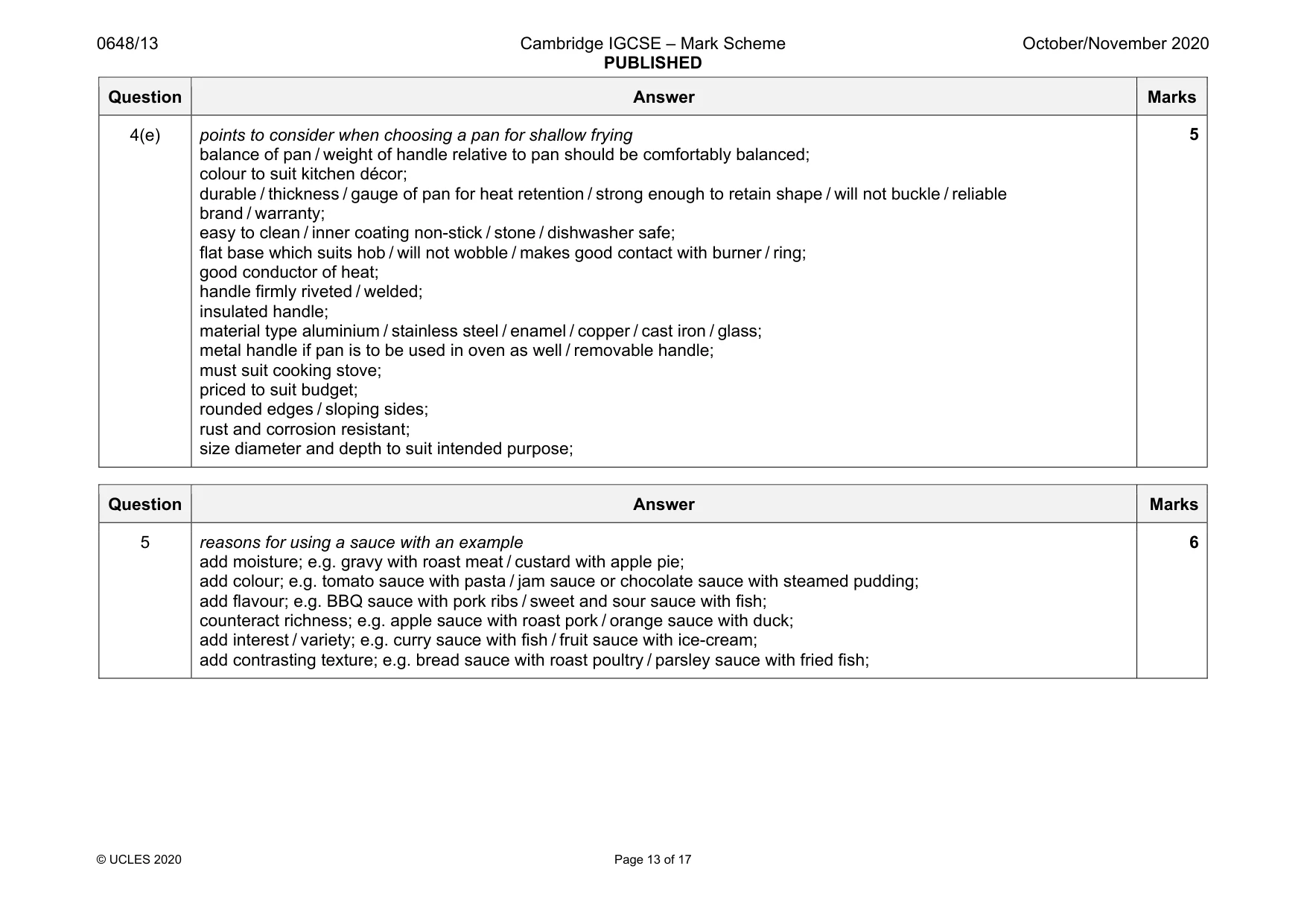 Mark scheme, page 13 of 17