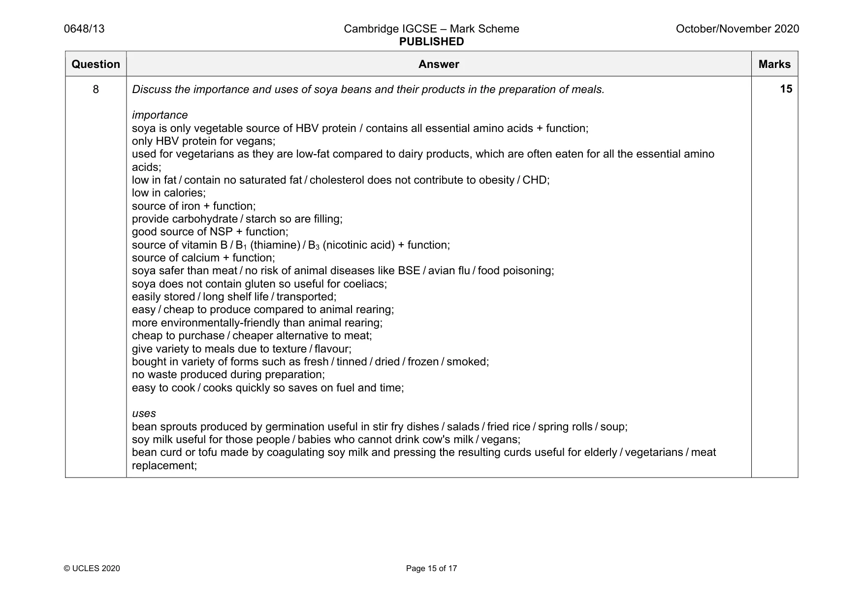 Mark scheme, page 15 of 17
