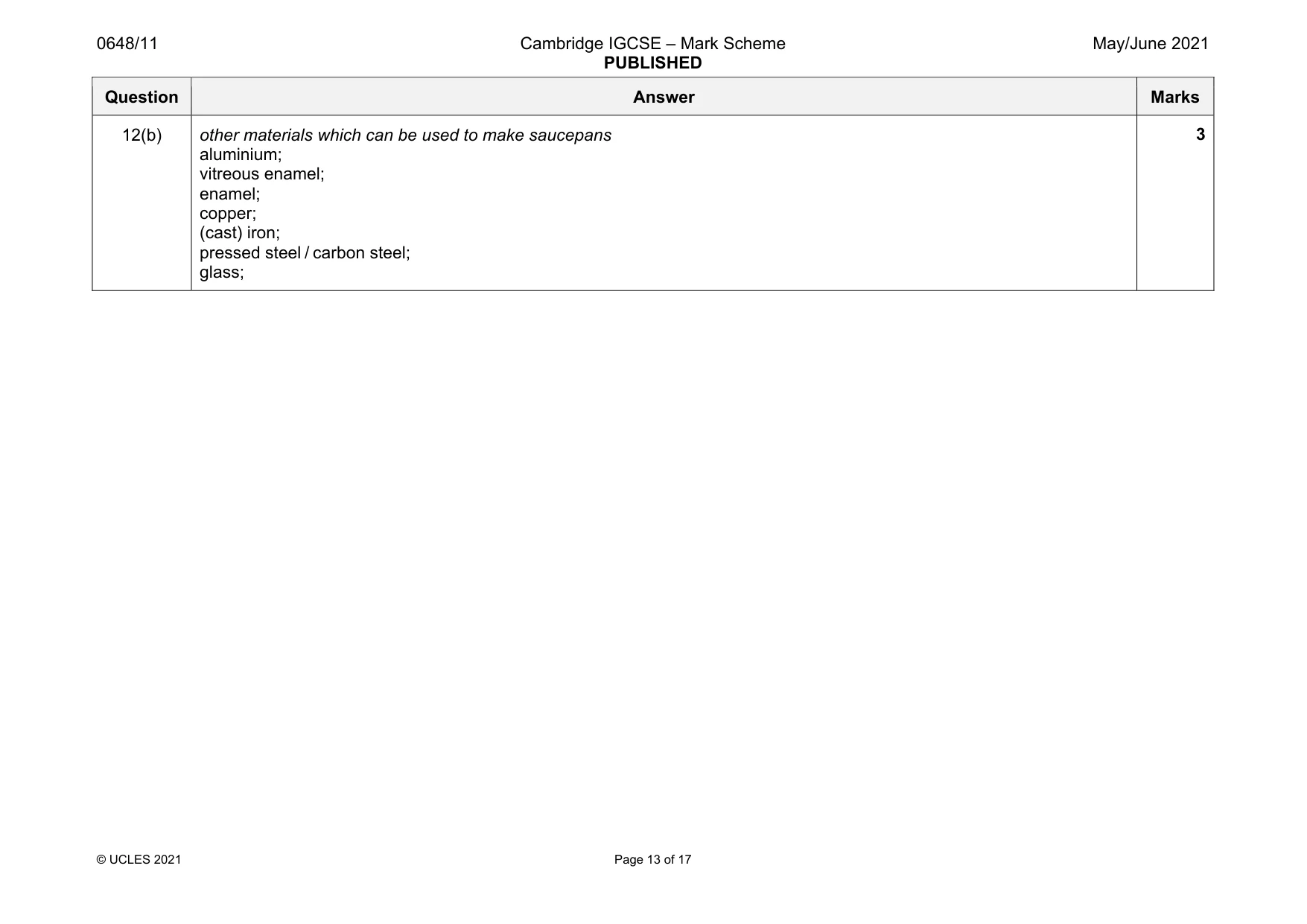 Mark scheme, page 13 of 17