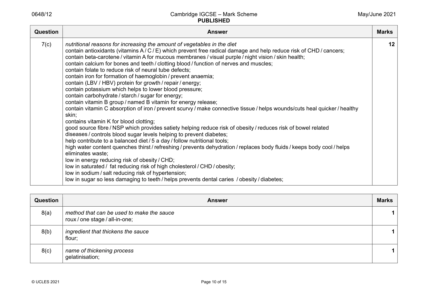 Mark scheme, page 10 of 15
