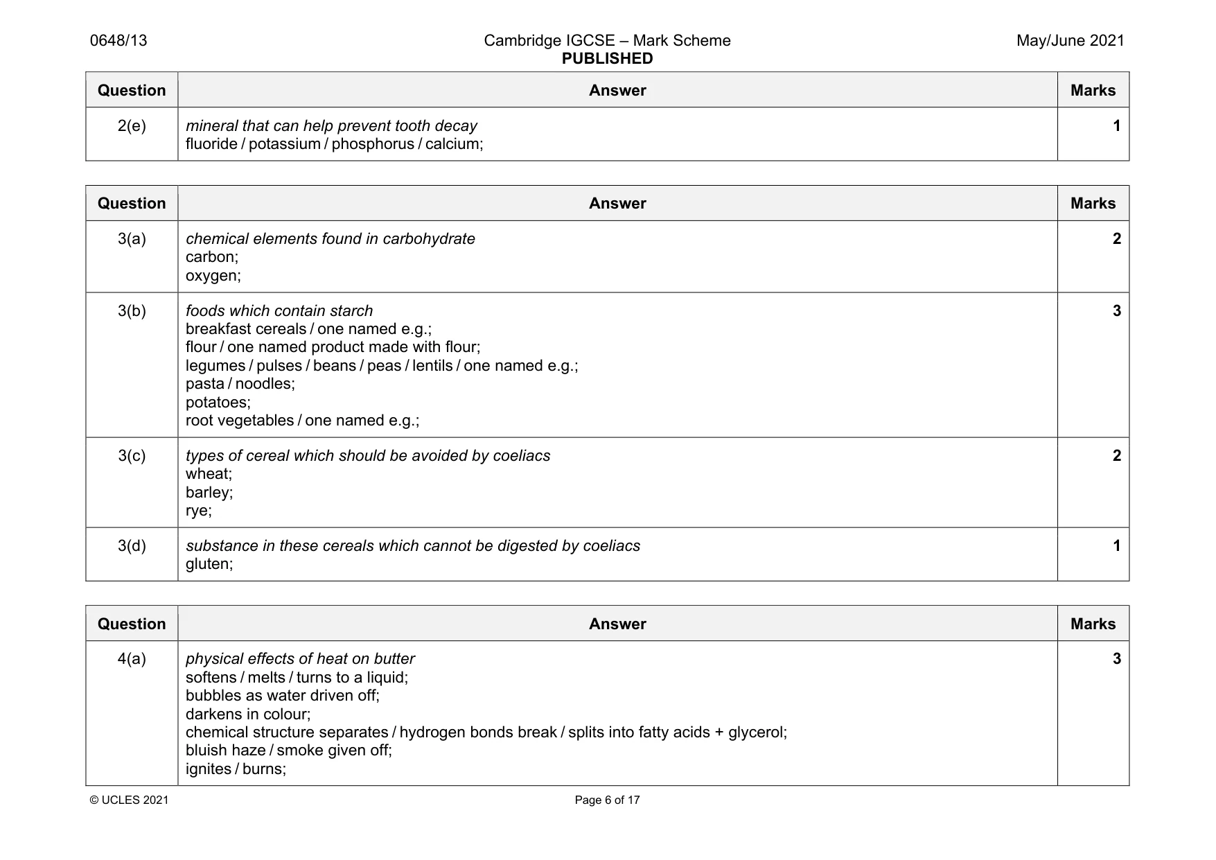 Mark scheme, page 6 of 17