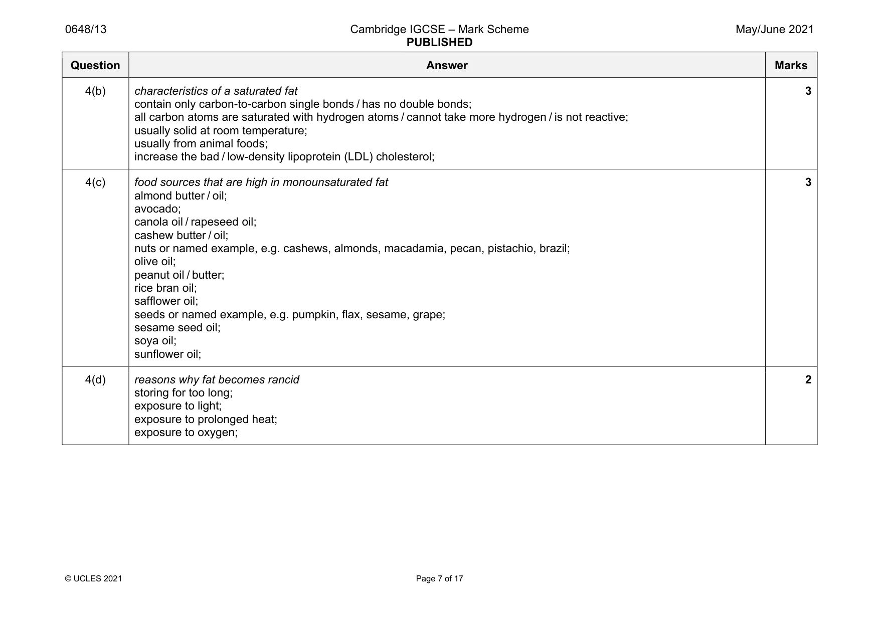 Mark scheme, page 7 of 17